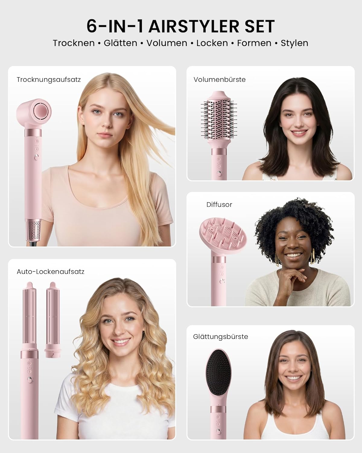 Detalle 2 de MESCOMB 6-in-1 Airstyler mit Diffusor – Komplettes Styling-System für Locken, Glätten und Volumen