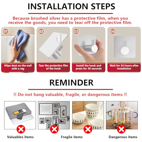 Thumbnail 4 de Z-TIISON Adhesive Towel Hook 8-Pack for Bathroom 🪝