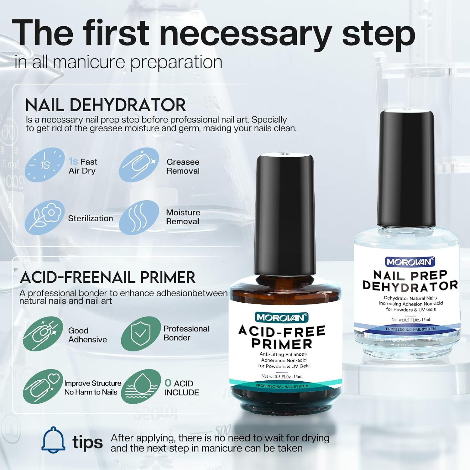 Detalle de Morovan Professional Natural Nail Prep Non-Acid Primer ๐