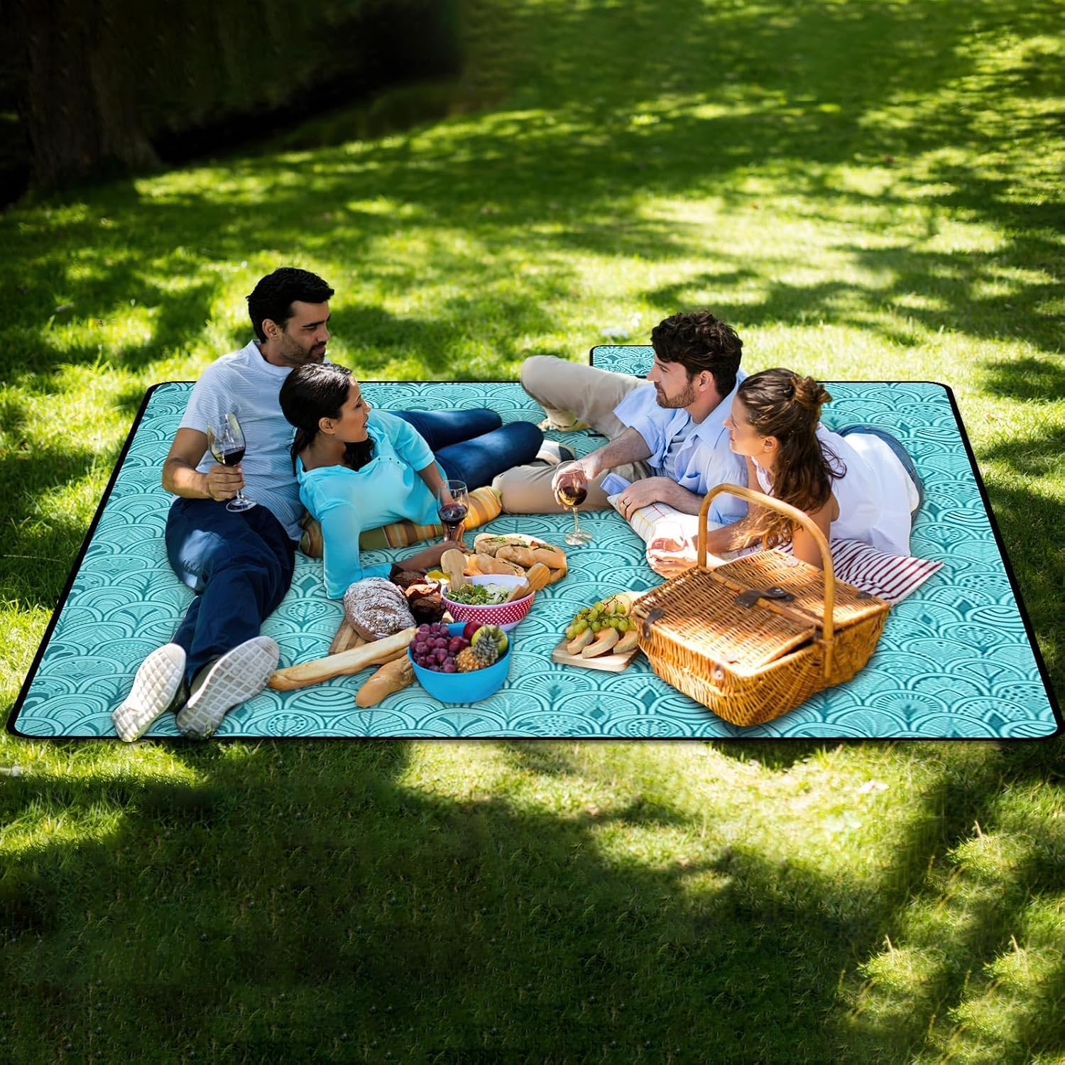 Detalle 2 de SOMLAW 004 picknick- en stranddeken 200 x 200 cm, waterdicht en opvouwbaar