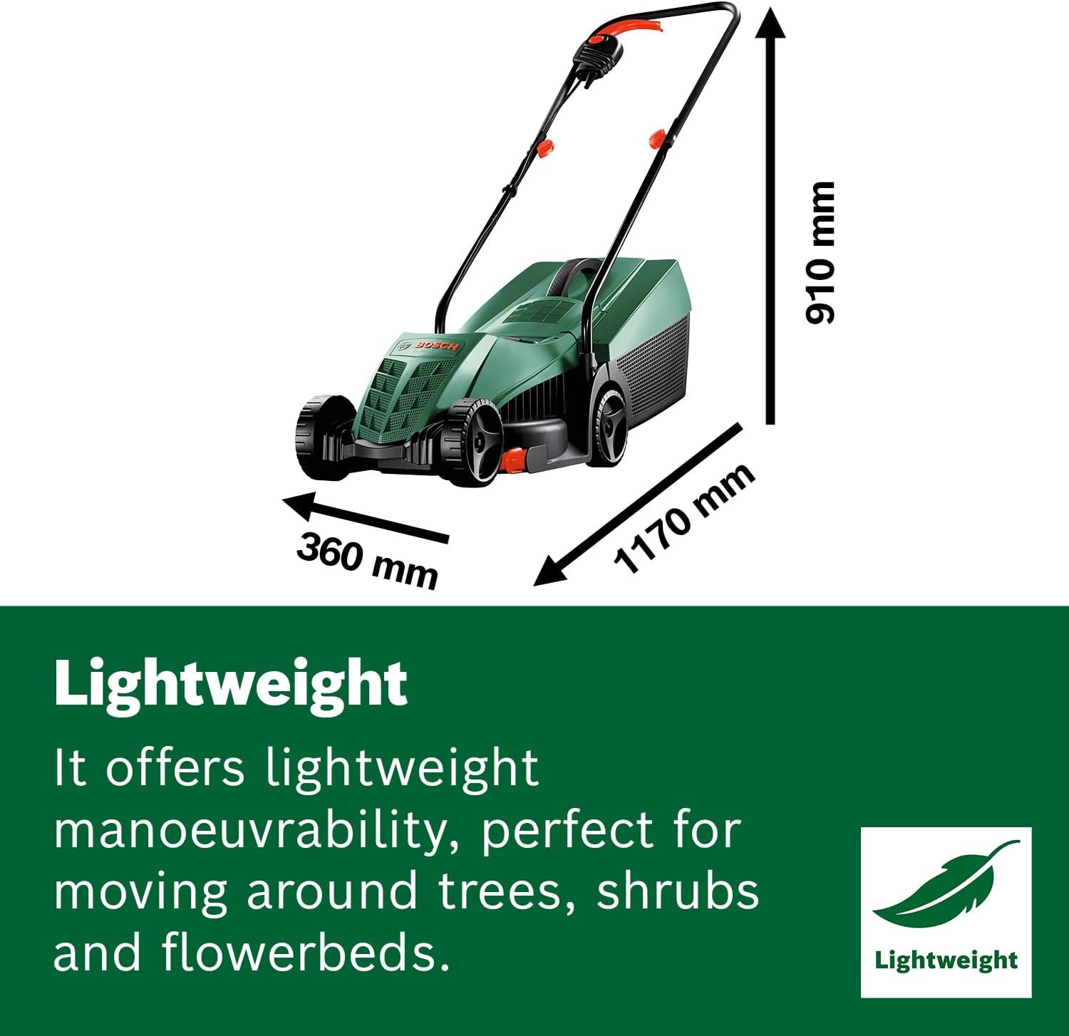 Thumbnail 4 de Bosch EasyRotak 32-220 corded lawnmower (1200 W, 32 cm cut, 31-litre grass box) with extra 32 cm blade