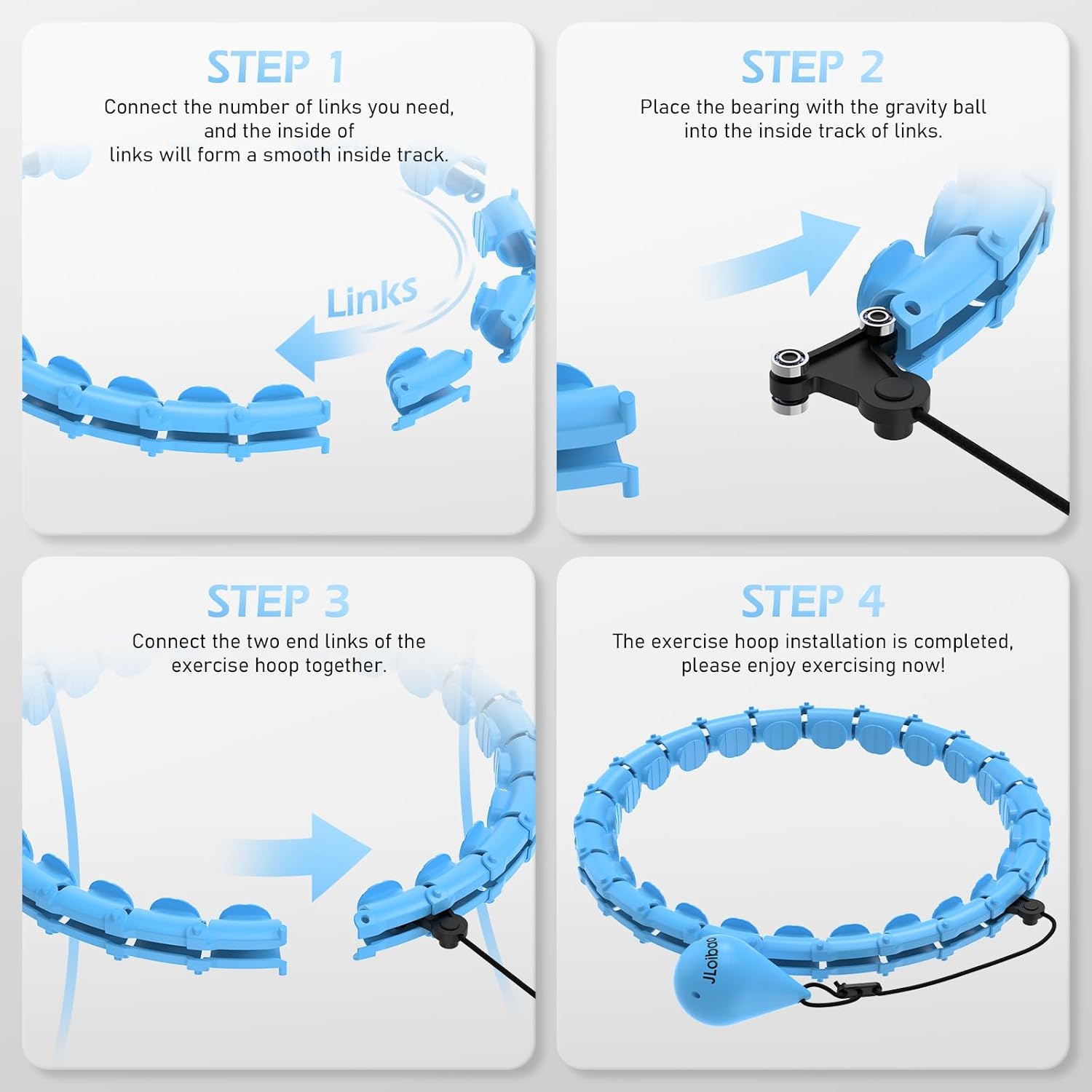 Thumbnail 4 de JLoibao Weighted Hula Circle for Adults (Infinity Fiteness Hoop Plus Size) with 24 detachable links