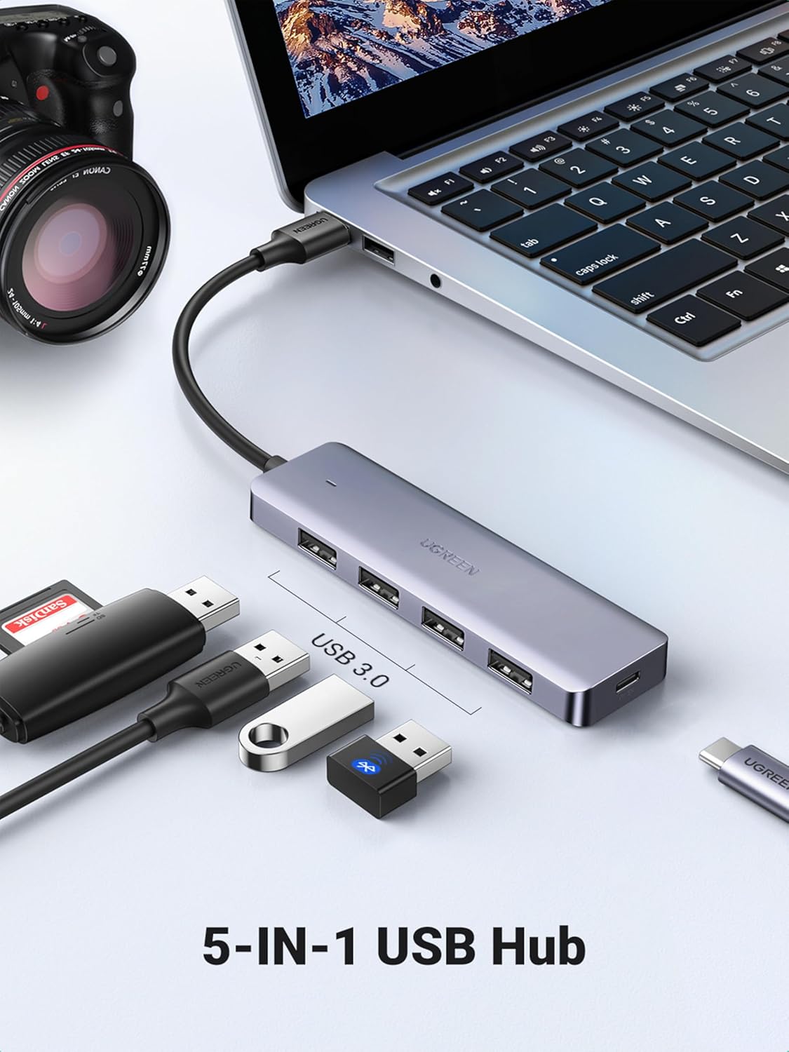 Detalle 2 de UGREEN USB HUB 3.0 5-in-1