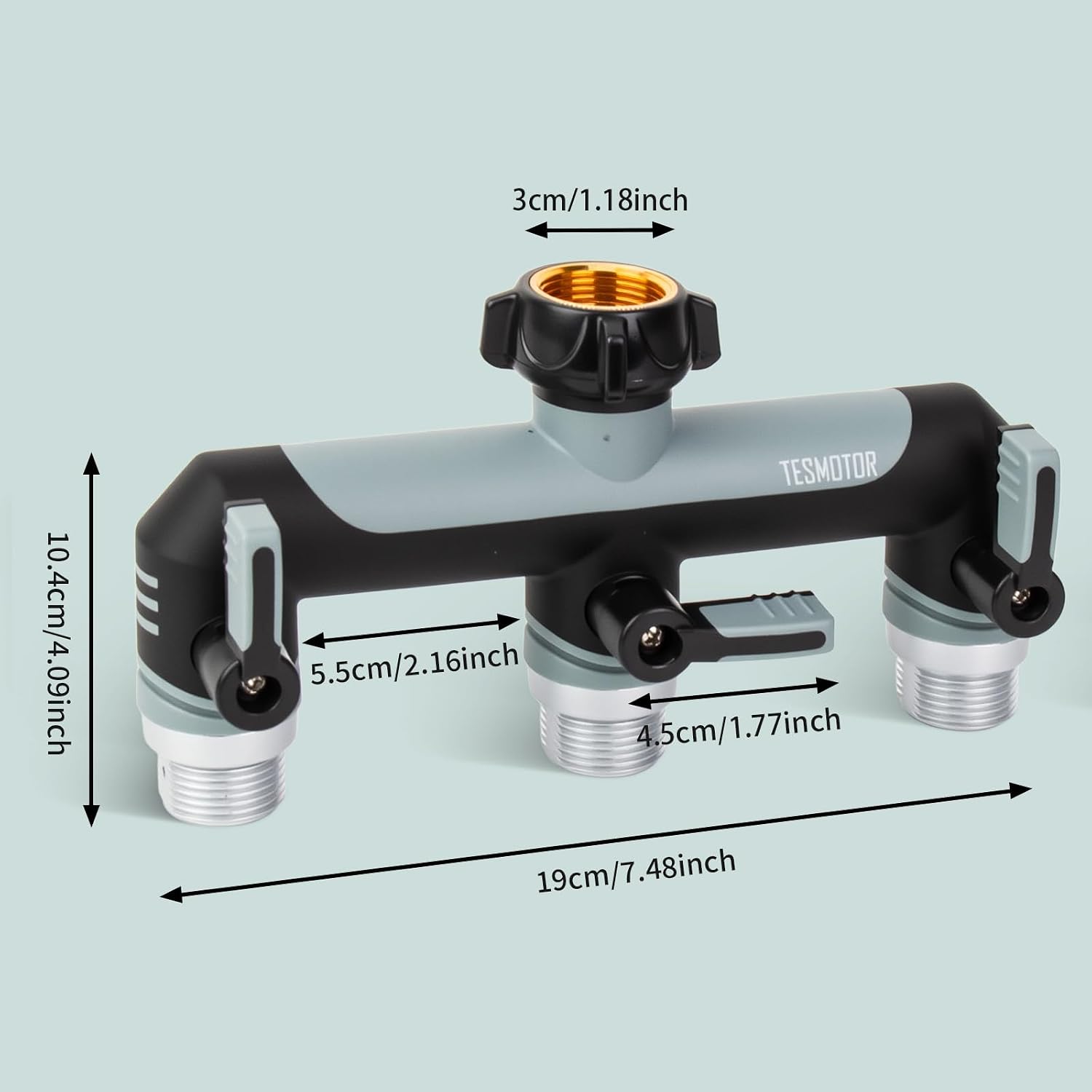 Thumbnail 1 de Tesmotor 3 Way Tap Splitter – 3/4 Inch Multi-Functional Hose Connector with Individual Valves for Garden & Kitchen Faucet