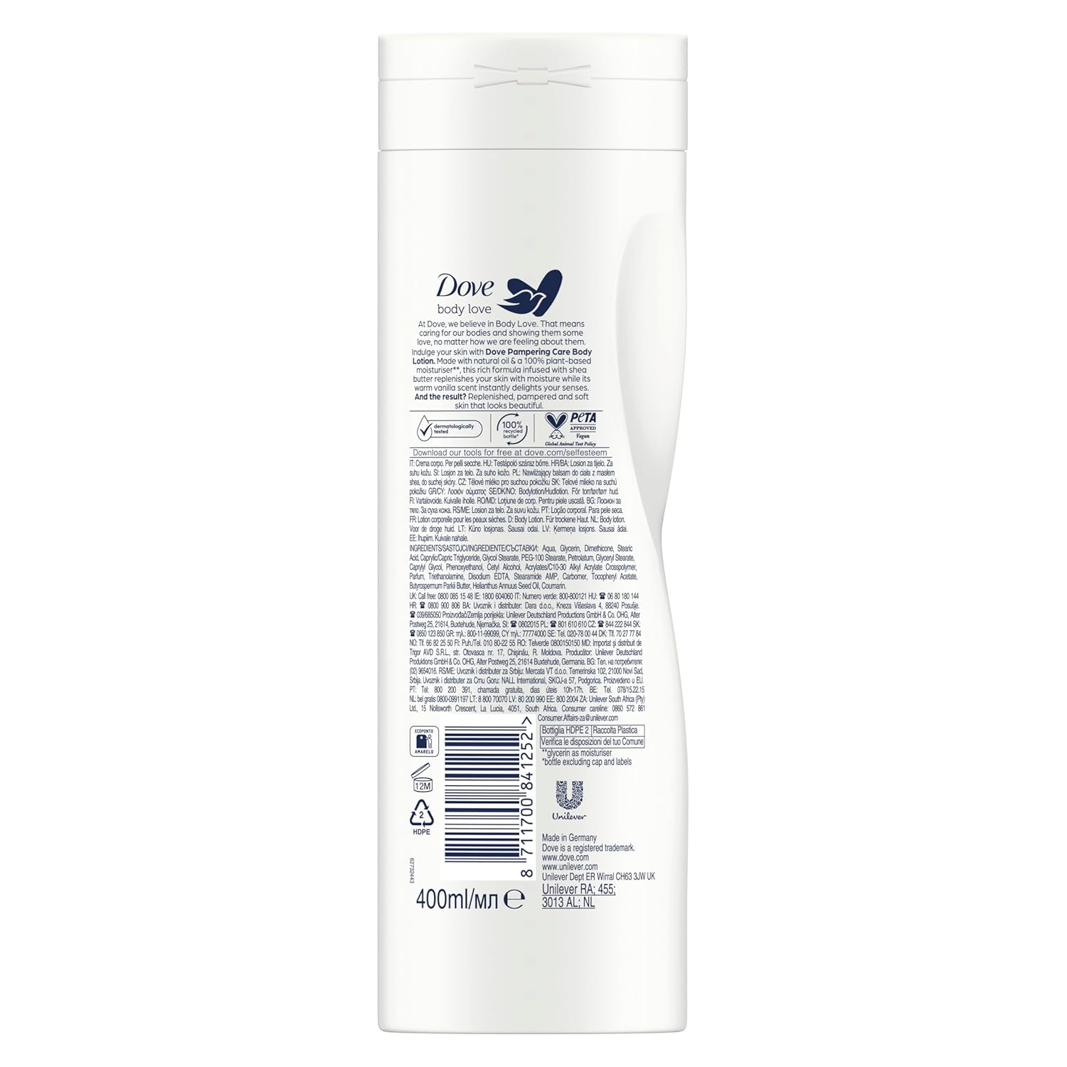 Detalle 2 de Dove Body Love Feuchtigkeitsspendende Körperlotion 3x400 ml – Intensive Pflege für trockene Haut