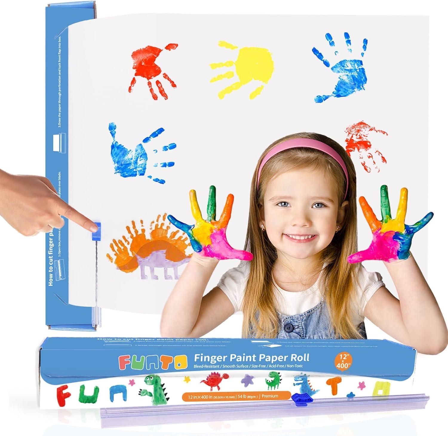 Detalle de Funto FT1030 vingerverfpapierrol, 30 cm breed, wit en op maat te snijden