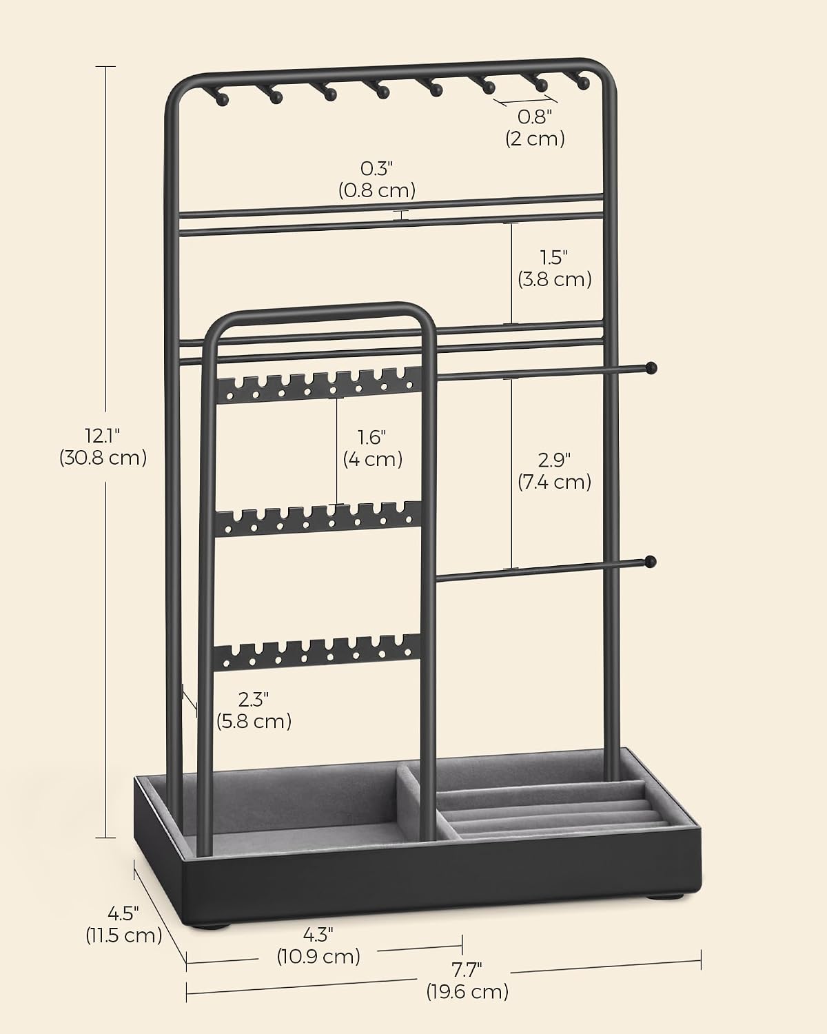Thumbnail 5 de SONGMICS JJS021B01 Jewellery Stand 30 cm