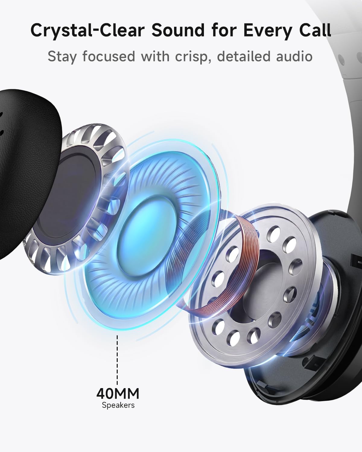 Thumbnail 4 de AOC Wireless Headset with Microphone for Work (V5.4) – 40h Battery, AI Noise Cancellation and 3-in-1 Connectivity
