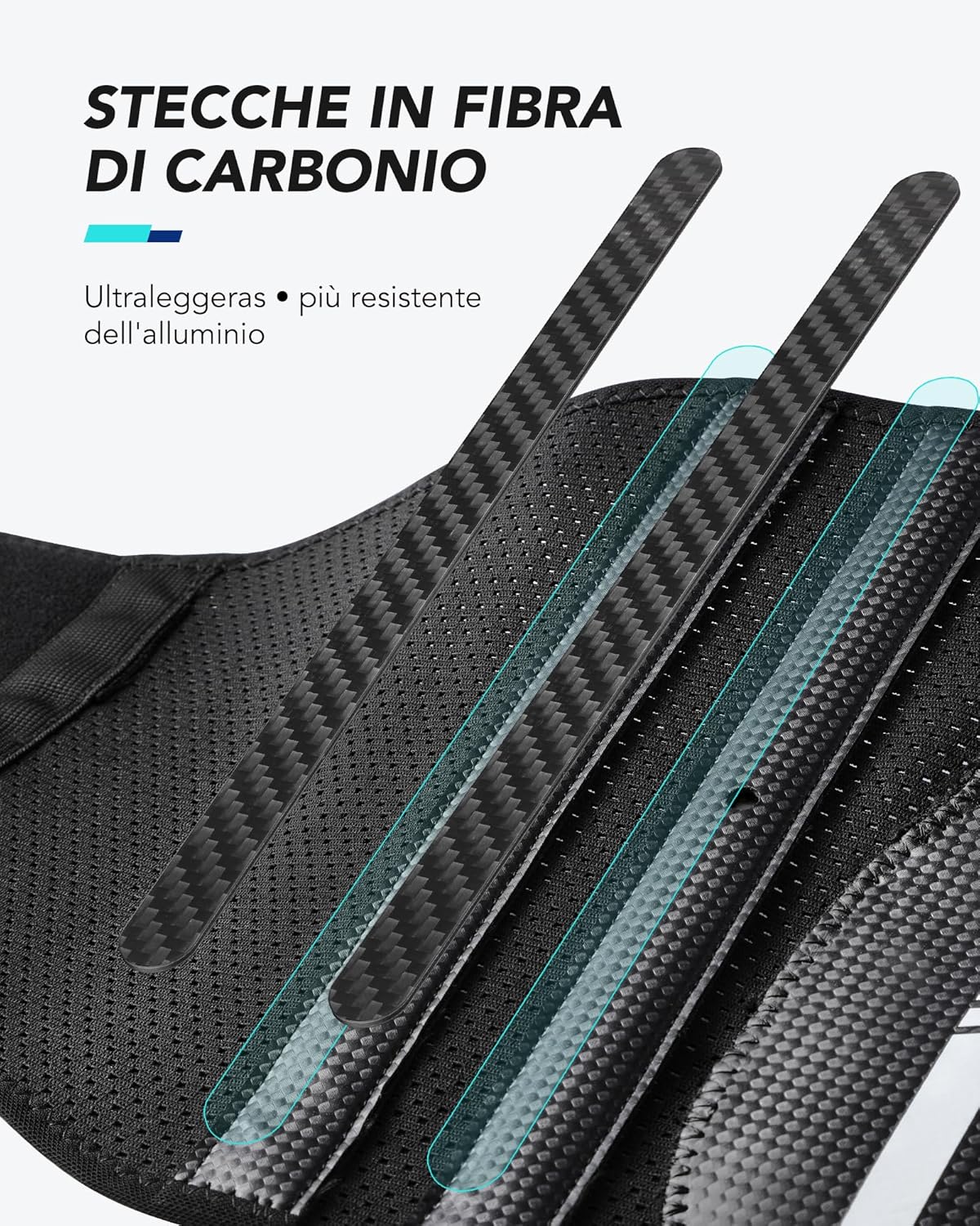 Thumbnail 2 de Fitomo Fascia Lombare Supporto Schiena con supporto ergonomico e stecche in fibra di carbonio