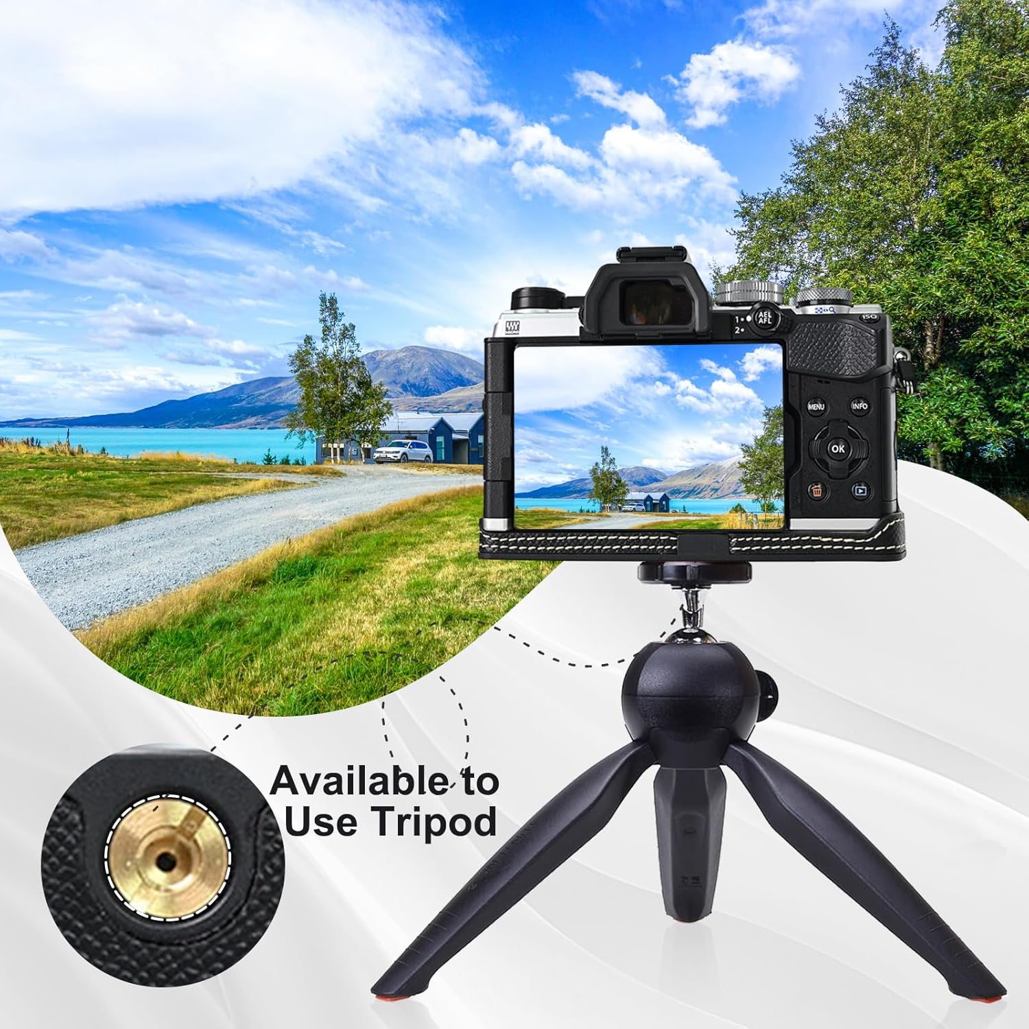 Thumbnail 4 de Rieibi PU Leather Half Case for Olympus OM-5 and E-M5 Mark III