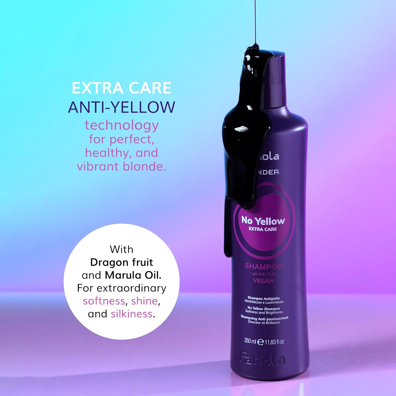 Detalle 2 de Fanola Wonder No Yellow – Anti-Gelbstich-Shampoo, 1000 ml