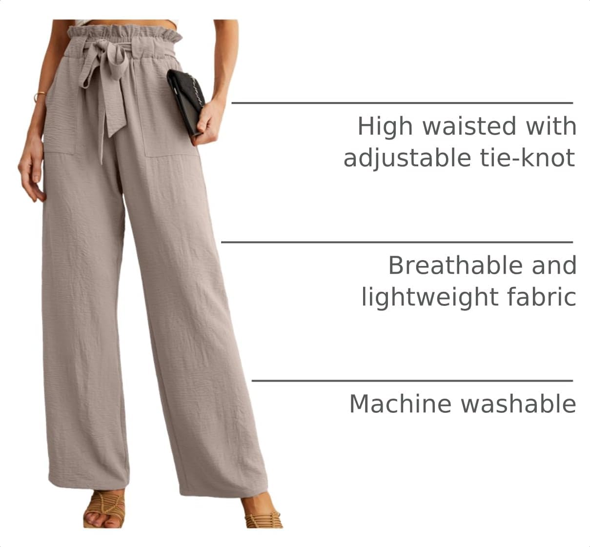 Detalle 2 de IWOLLENCE Women's Wide Leg Pants 100% Polyester