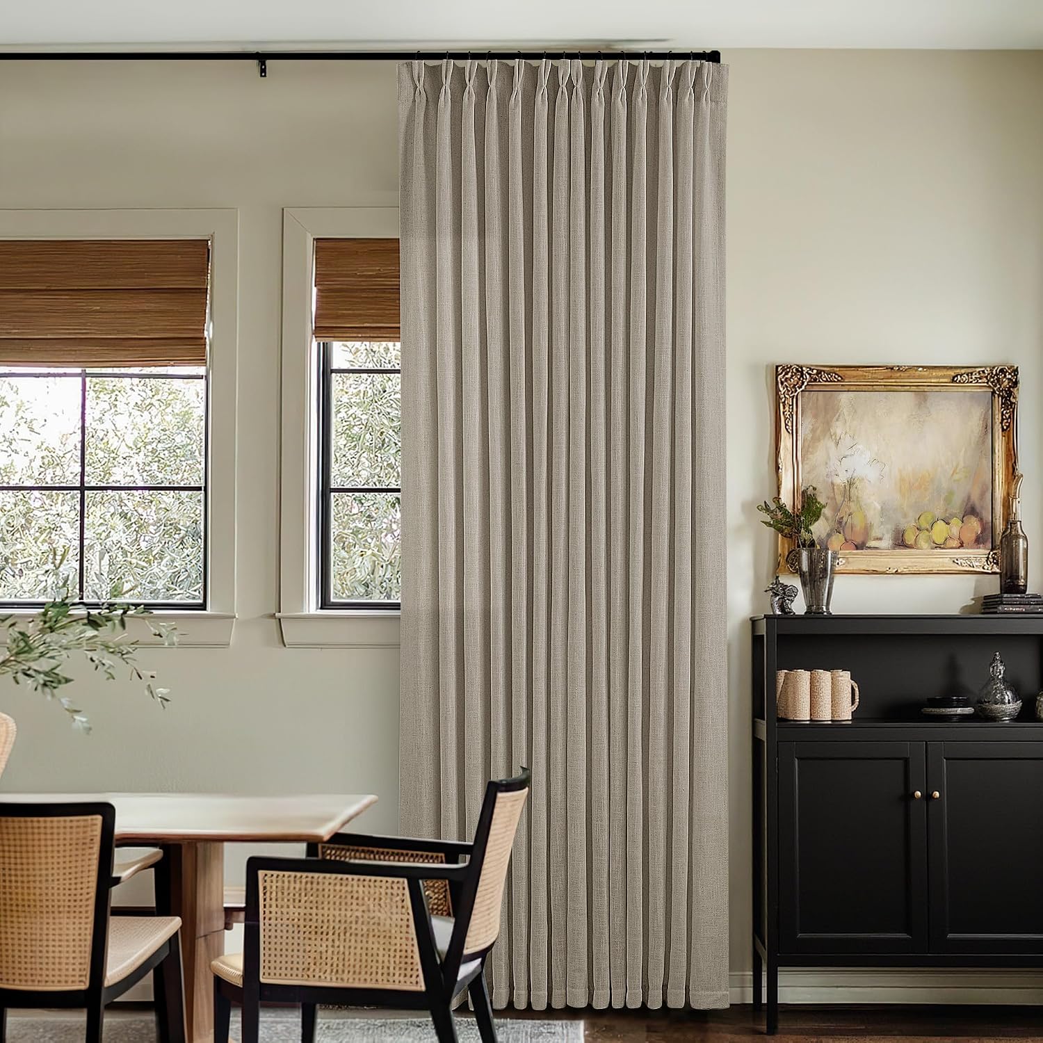 Thumbnail 6 de Flax Burlap 90 Inch Pinch Pleated Linen Curtains