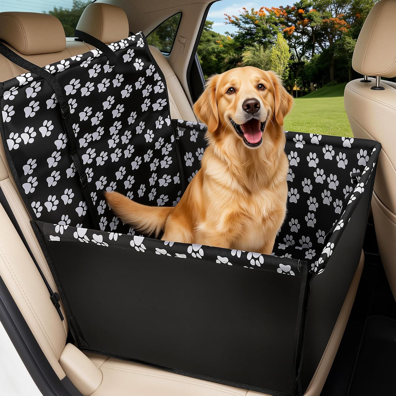 Seggiolino Auto Cane 3 in 1 Rialzato e Pieghevole 68x57x33 cm – Trasportino Impermeabile