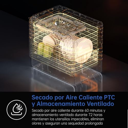 Detalle de AIRMSEN Lavavajillas portátil de encimera con 7+2 programas, 5 L y control táctil (Blanco)