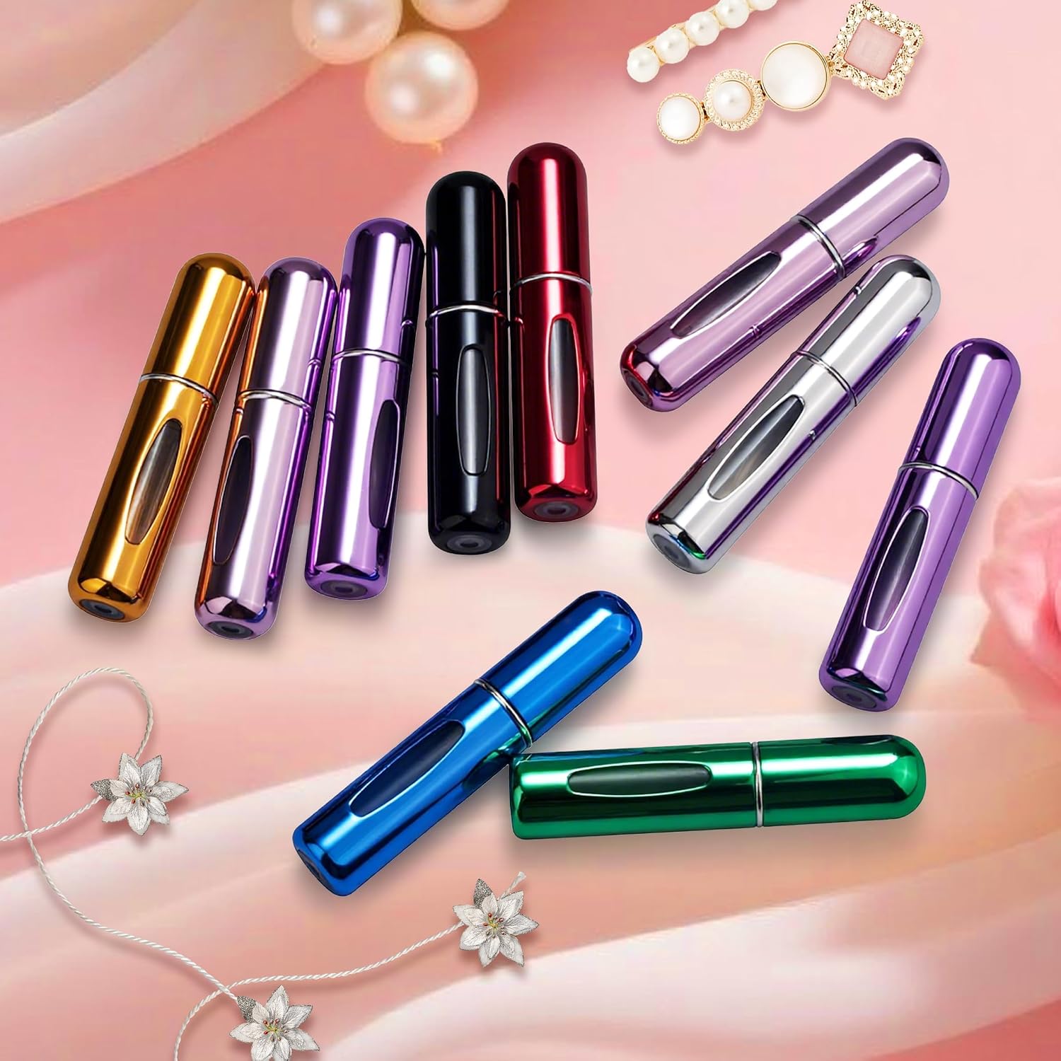 Detalle 1 de forebile XSP-01 Refillable Perfume Atomizer, 5 mL Aluminum, 4-Pack