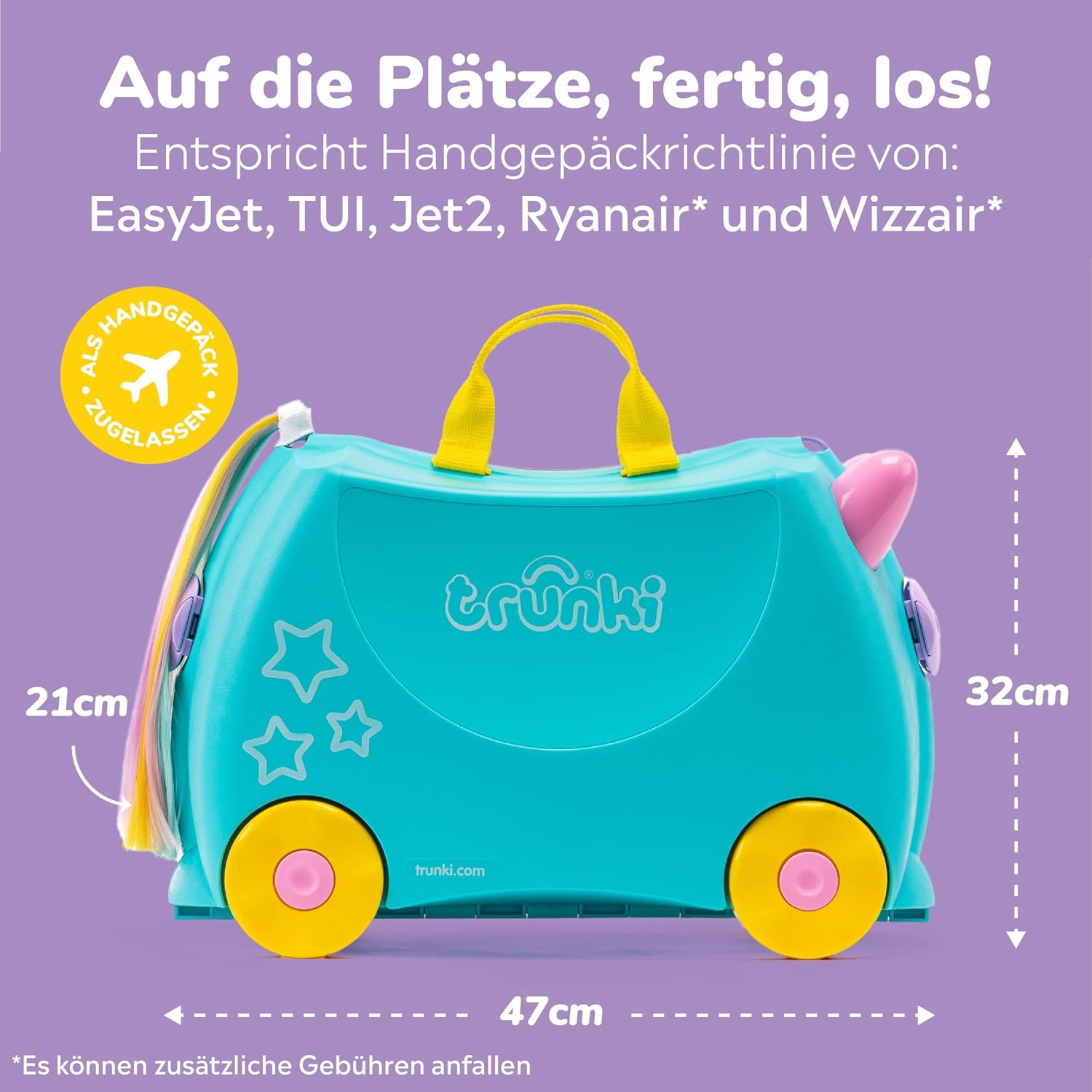 Detalle de Trunki Der originale Kinderkoffer zum Draufsitzen – 18-L Handgepäck Koffer