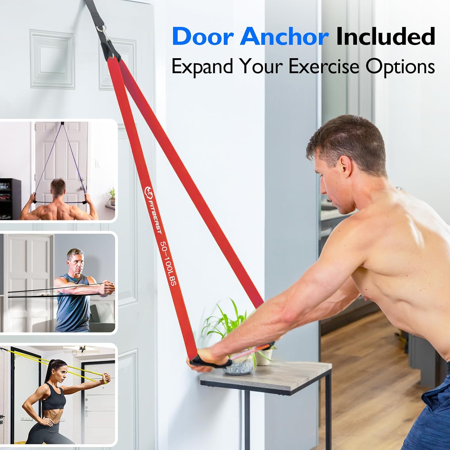 Detalle 2 de FitBeast Resistance Bands Set: 5 Levels for Home Workouts, Pull-Ups and Strength Training