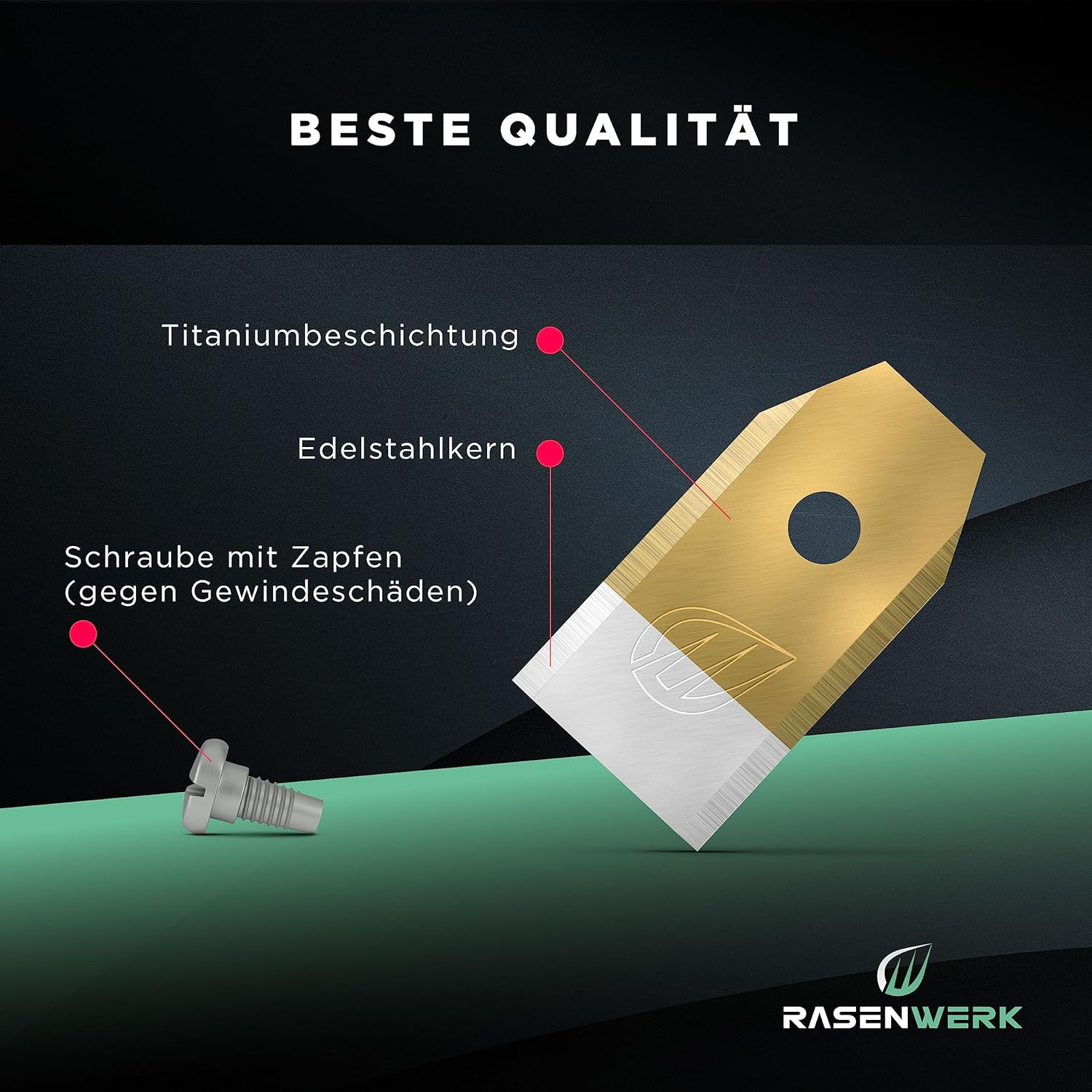 Detalle de RASENWERK Hochwertige Ersatzmesser für Mähroboter – Universal-Klingen, kompatibel mit Husqvarna, Gardena und Yard Force (30 Stück)