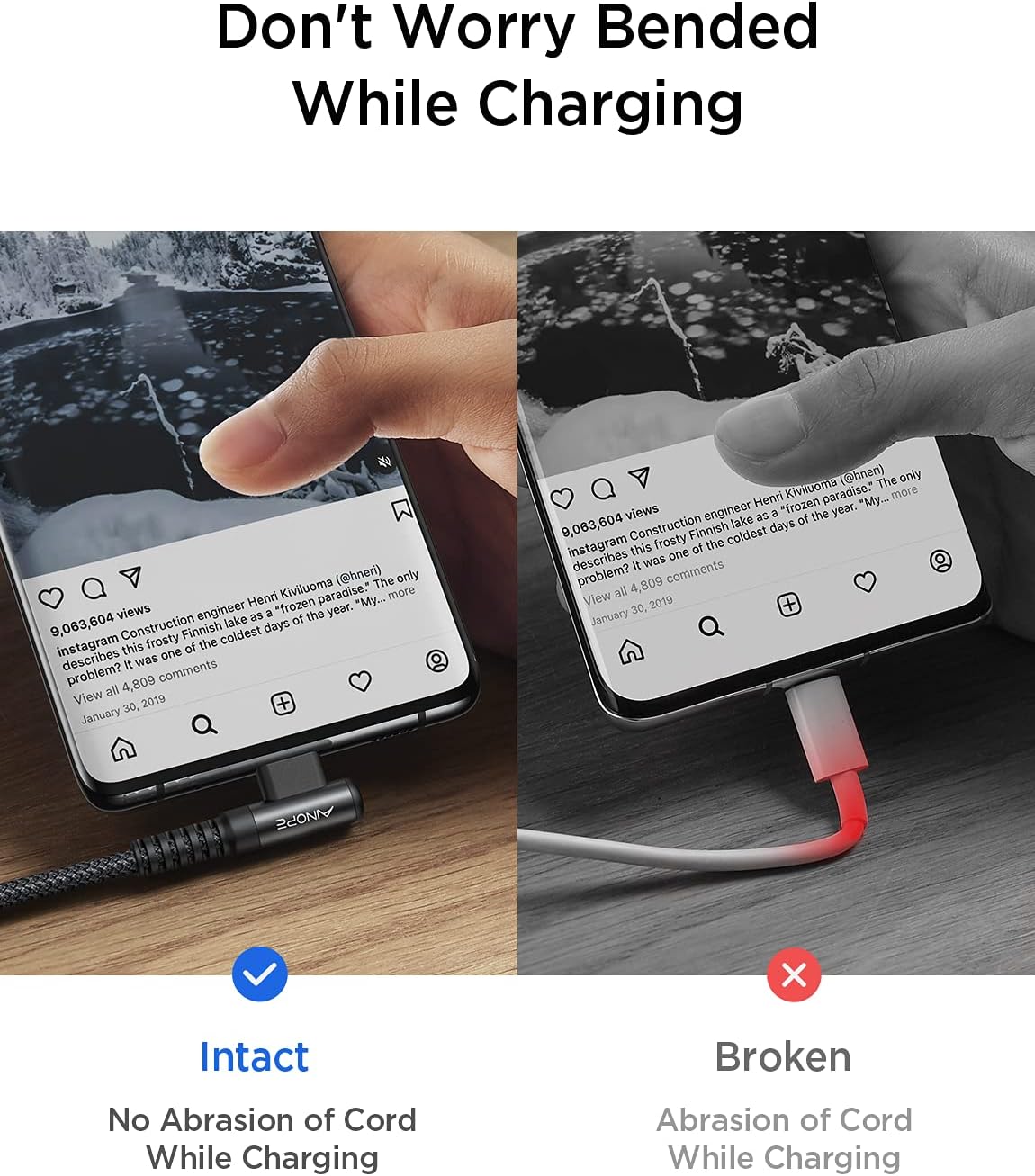 Thumbnail 6 de AINOPE USB C Cable 60W 2-Pack (6.6ft) with Right Angle Design