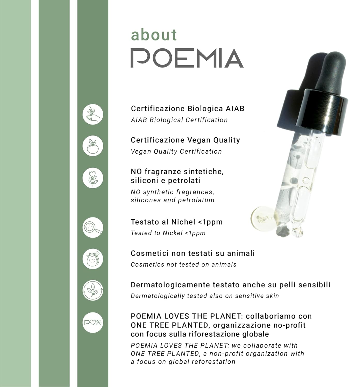 Detalle de Poemia Siero Acne Viso Brufoli e Pori Dilatati Bio Vegano con Acido Mandelico, Niacinamide e Tea Tree Oil – Made in Italy, 30 ml
