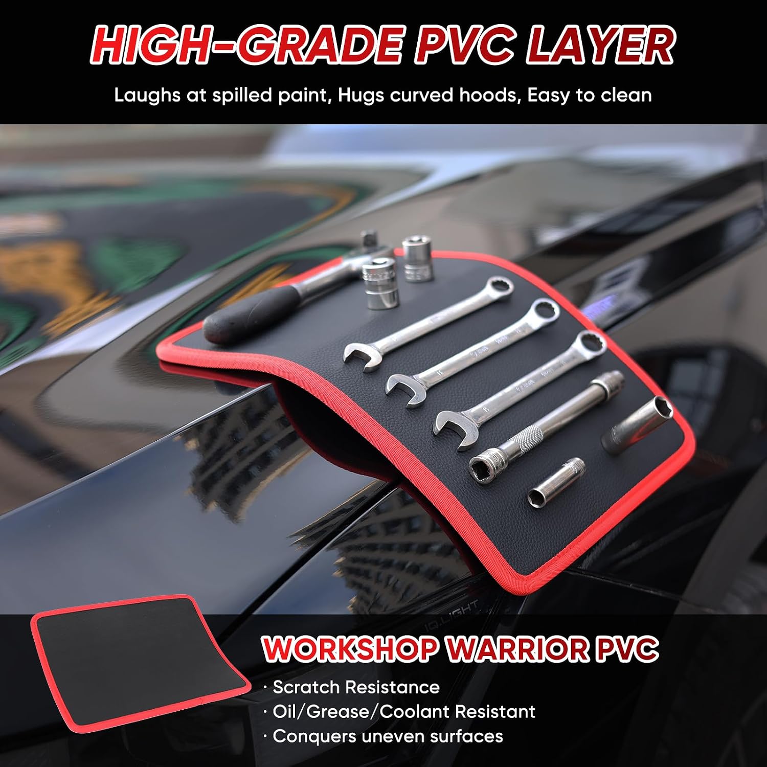 Detalle de Arcomin Flexible Magnetic Tool Mat Set, 3 Sizes with PVC Surface and Thread Gauge