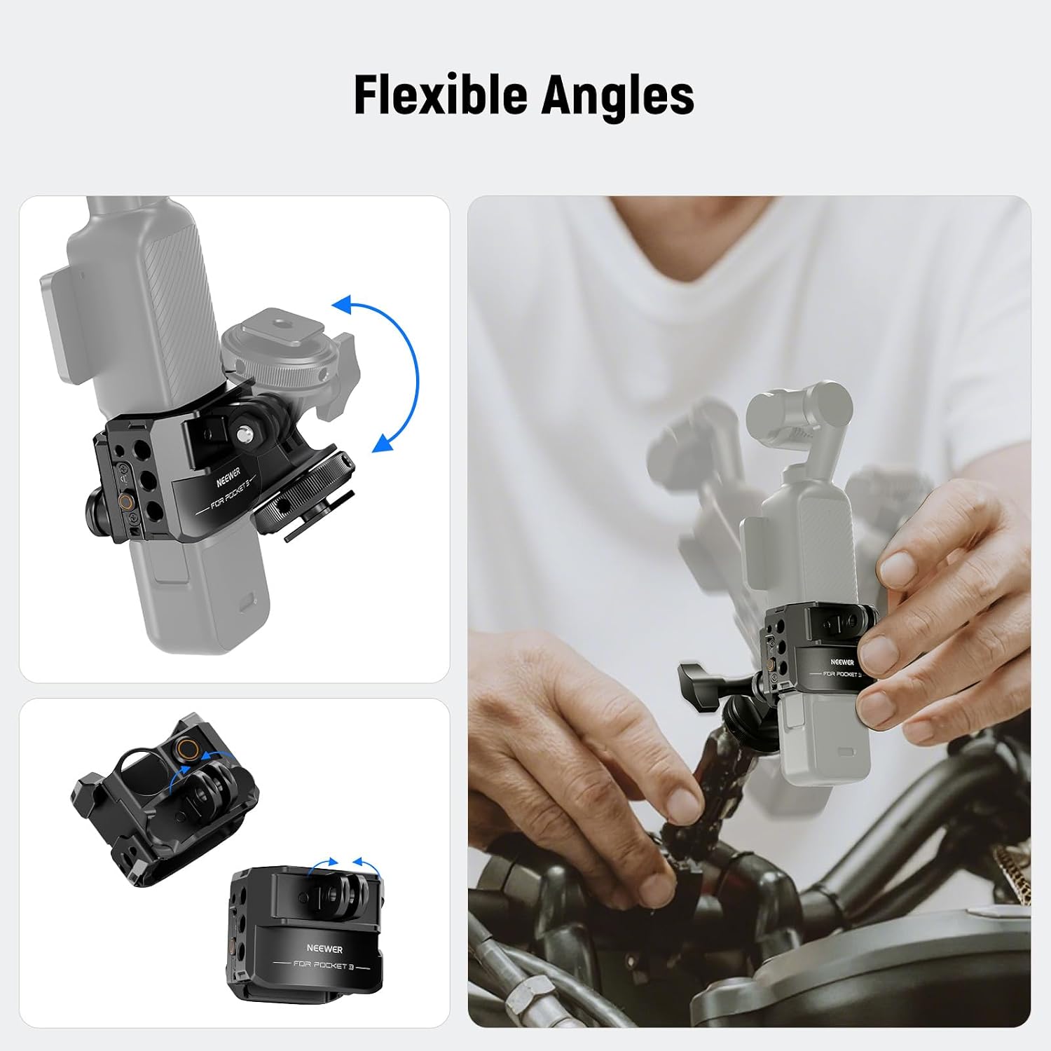 Detalle de NEEWER Pocket 3 Käfig & Action-Kamera Adapter AC009 PRO für DJI Osmo Pocket 3 & Action 2 Magnetic Mount
