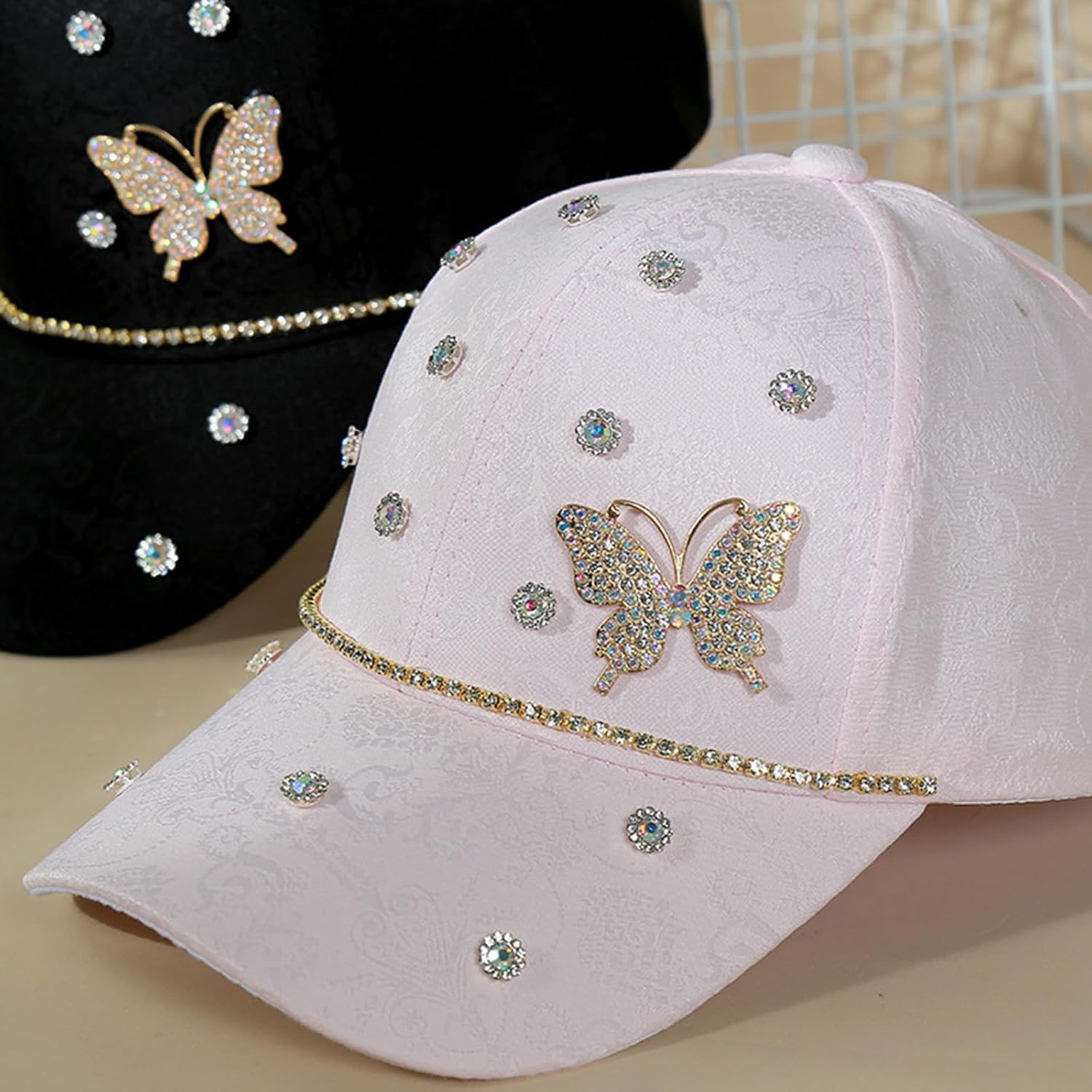 Thumbnail 6 de NiceYnn Women Print Flower Rhinestone Butterfly Baseball Hat – Adjustable Sun Cap