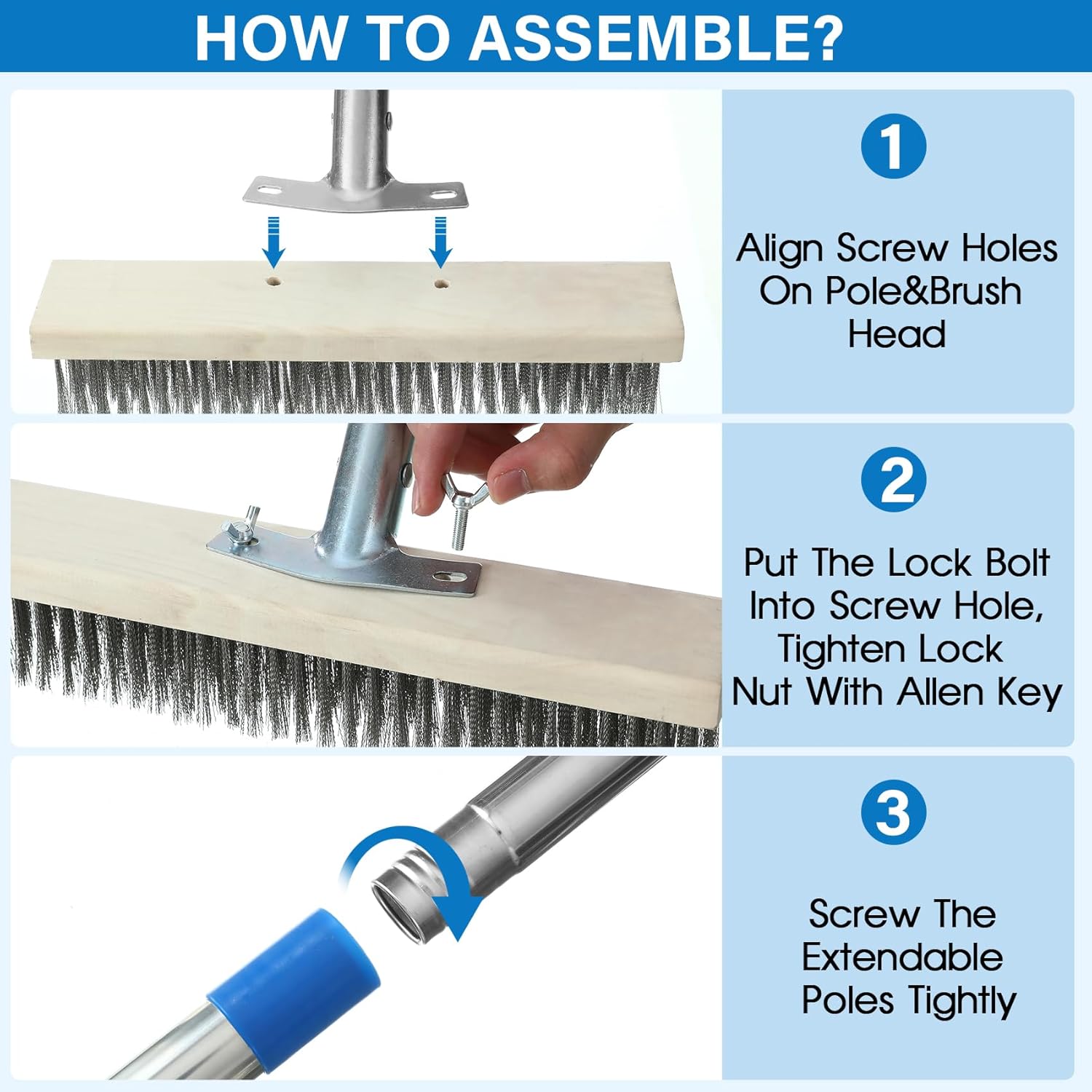 Thumbnail 4 de EzKamfort Ezkamfort Wire Broom with 163cm Adjustable Handle – stainless steel bristle patio scrubber