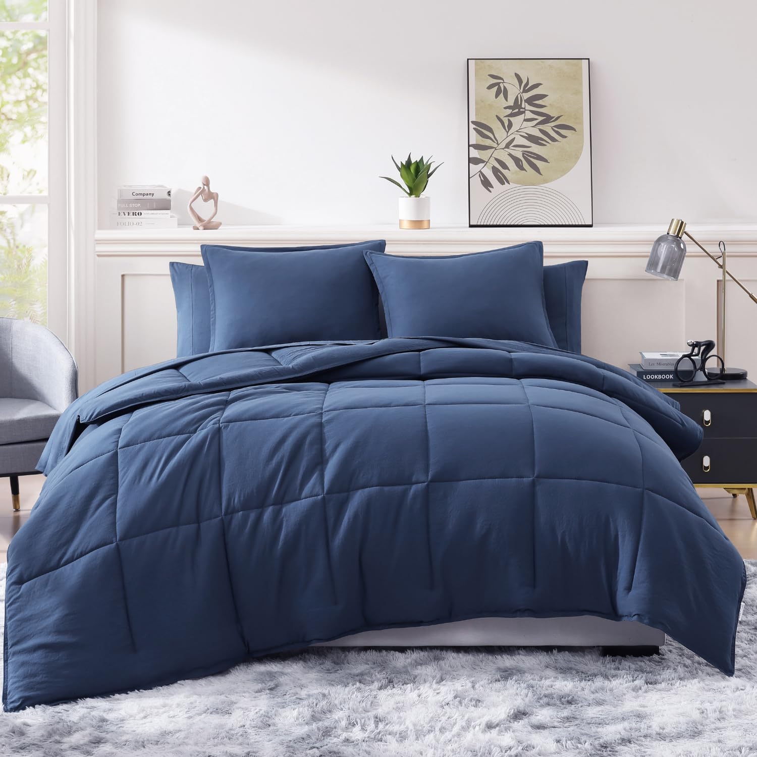 Thumbnail 6 de Casa Platino WM10BIB-TW-NVY Twin Bed-in-a-Bag, Navy Microfiber