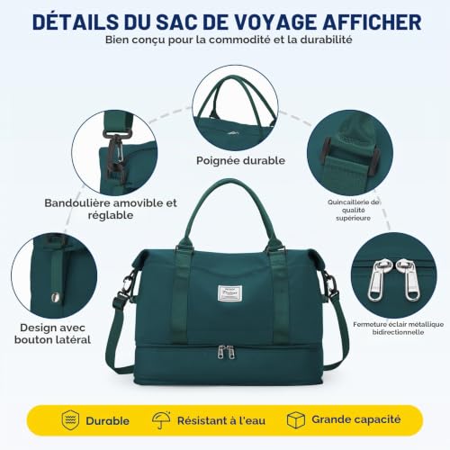 Thumbnail 6 de SEAFEW sac de voyage 40 x 30 x 20 cm, compartiment chaussures et poche humide