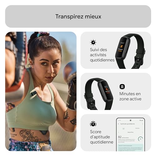 Thumbnail 3 de Fitbit Inspire 3 : bracelet activité et santé — autonomie 10 jours, étanche 50 m, inclusive (Parme, Noir intense)