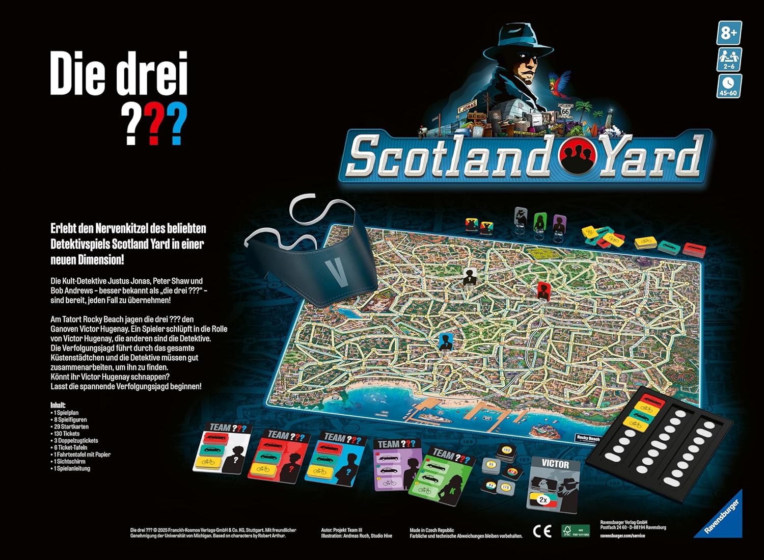 Detalle de Ravensburger 24741 – Die DREI ??? Scotland Yard: Der Detektivklassiker für 2–6 Personen ab 8 Jahren