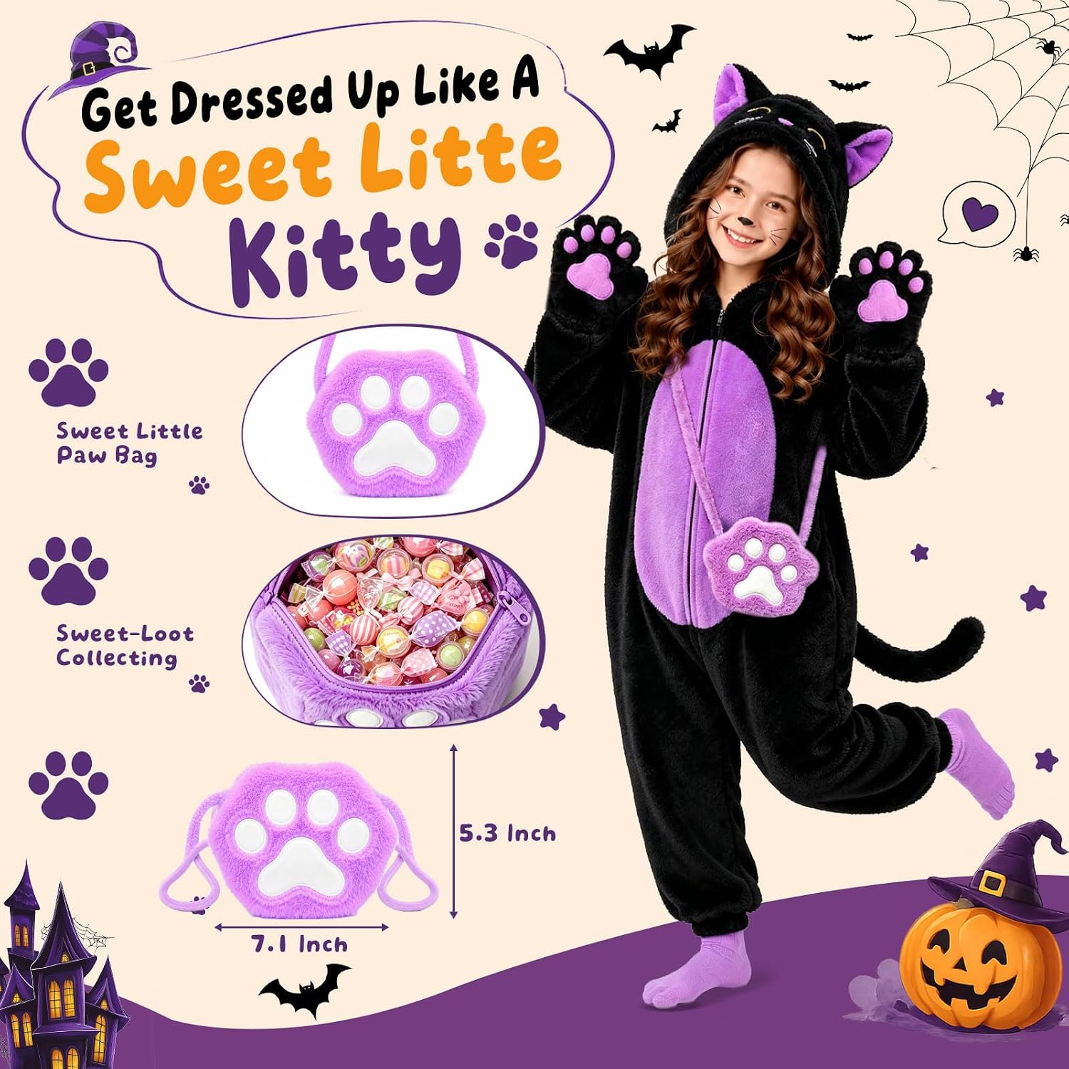 Detalle de Black Cat Costume for Girls