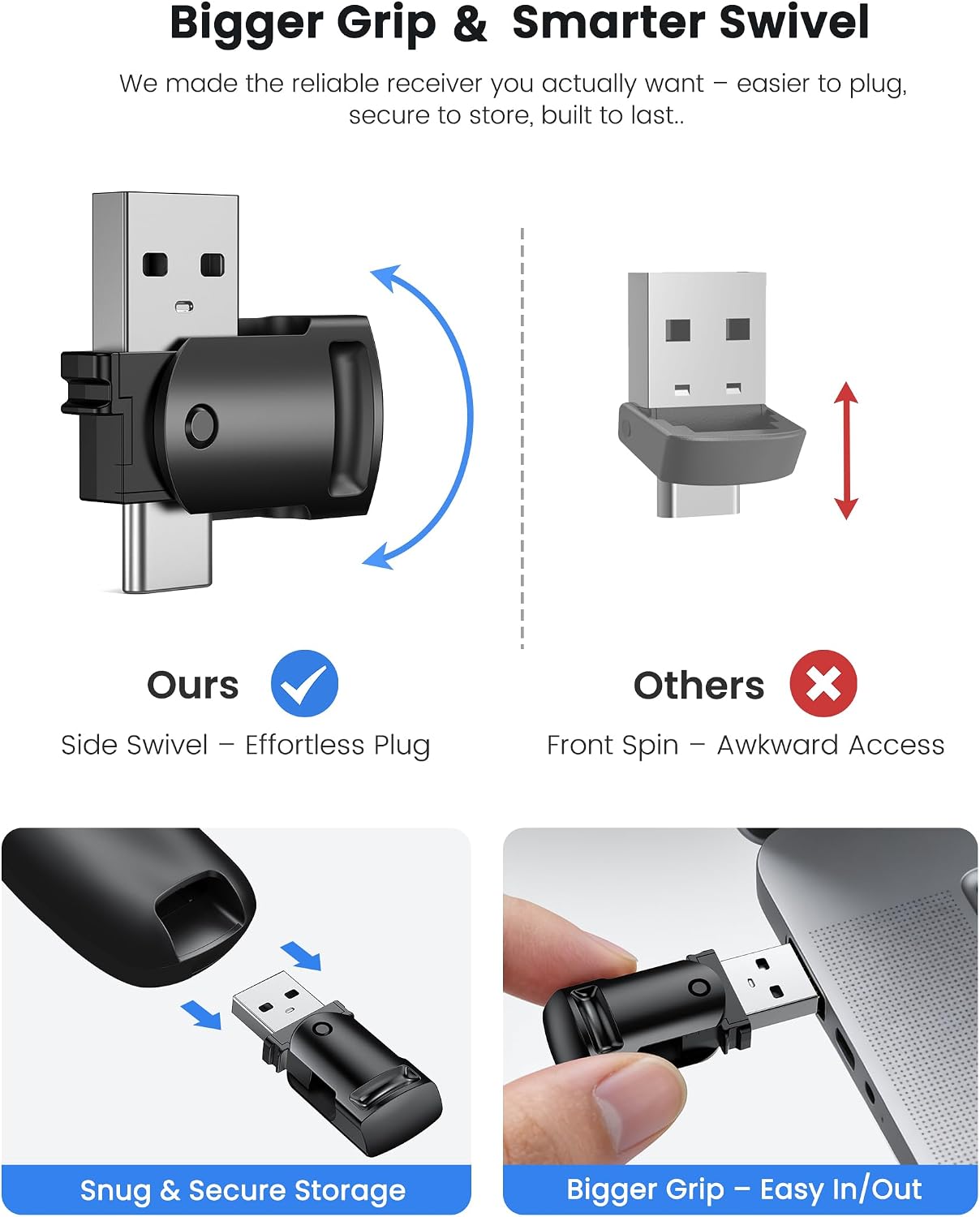 Detalle de ELISWEEN Wireless Presentation Clicker with USB-A/USB-C Receiver, Red Pointer