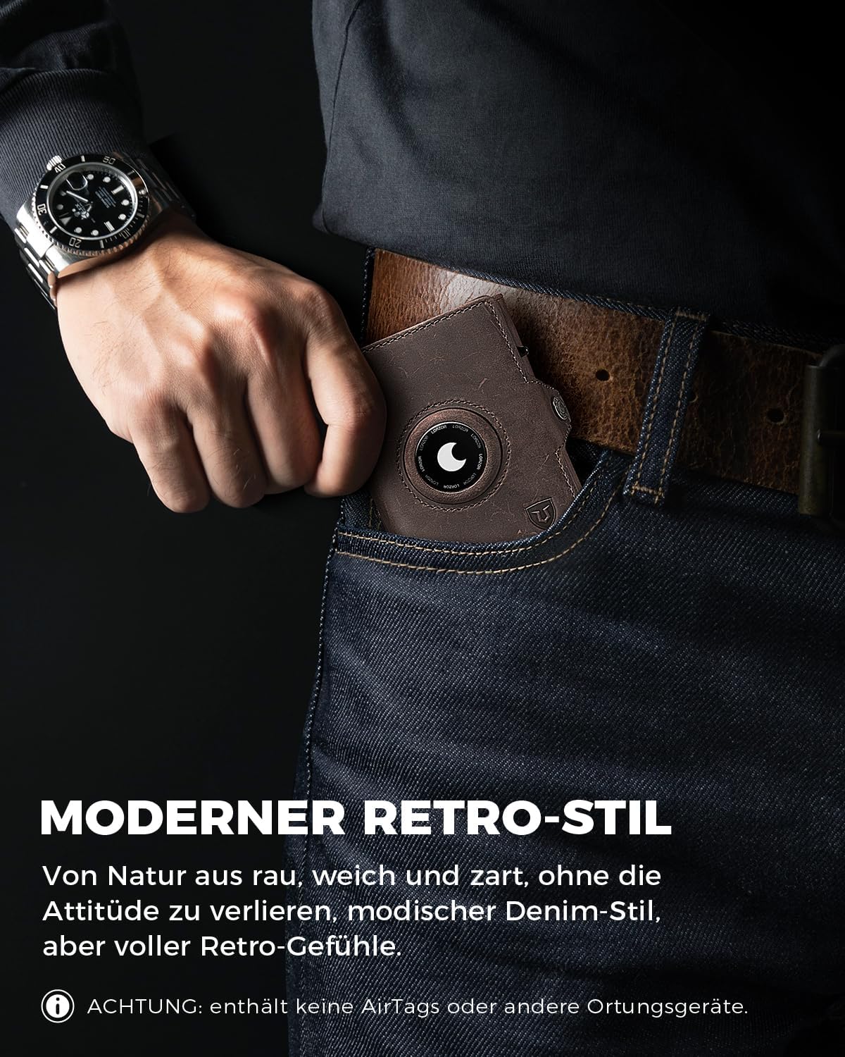 Detalle 2 de LORZOR Airtag Wallet Slim mit Münzfach