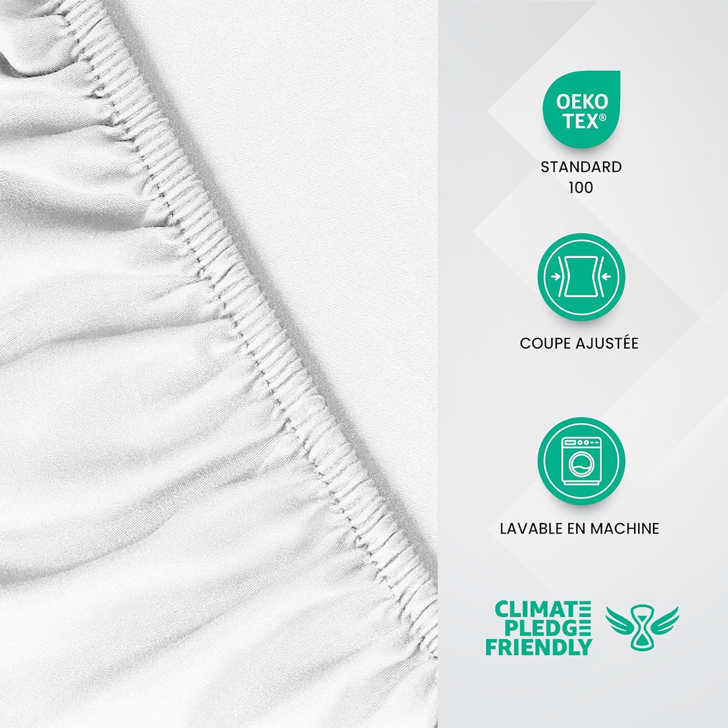 Thumbnail 2 de Utopia Bedding Drap-Housse Blanc 160 x 200 cm – Microfibre brossée, certifié OEKO-TEX