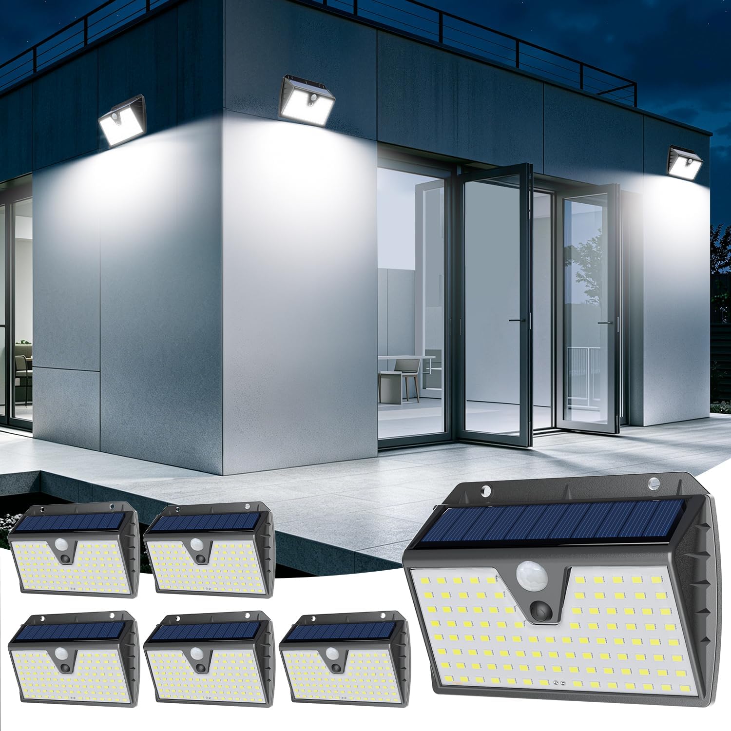Detalle de Spot Solaire Extérieur Giliwosy 103 LED – Lot de 6 avec 3 modes et détection PIR