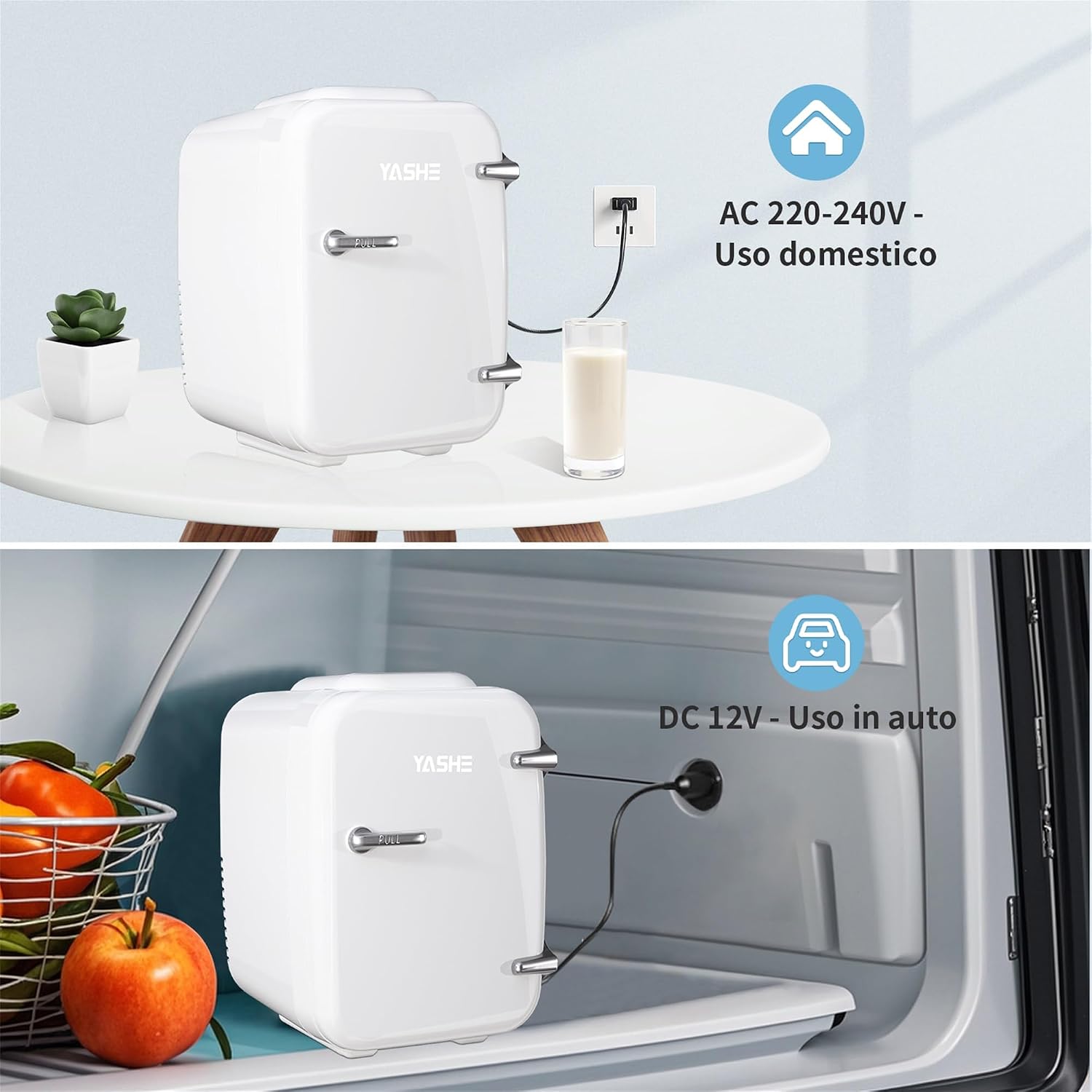 Detalle de YASHE Mini frigo da camera 4L: frigorifero compatto per pelle, bevande e uso in auto