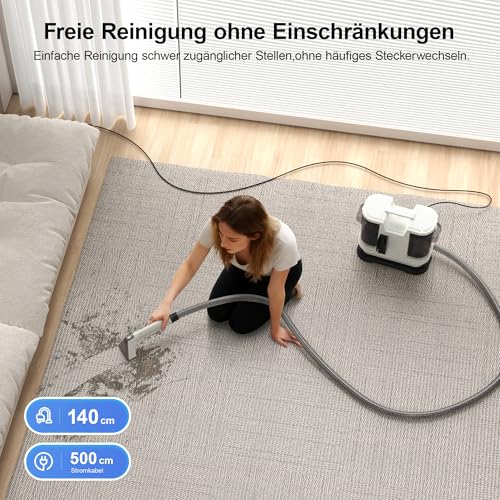 Detalle de Mamowla Polsterreiniger – Nasssauger, Waschsauger und Dampfreiniger für Polstermöbel