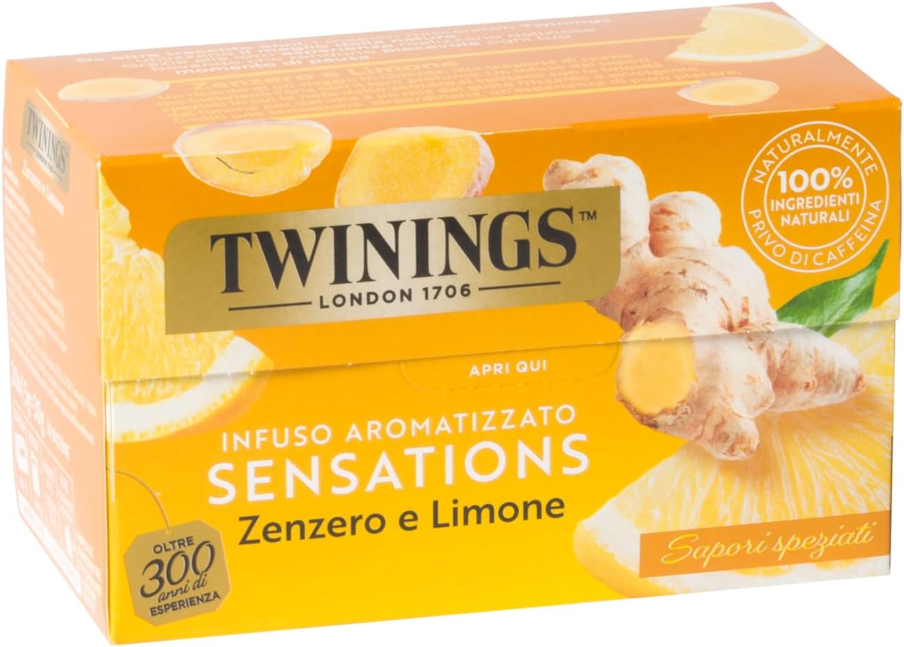 Detalle de Twinings Infuso Aromatizzato Sensations Zenzero e Limone — 120 filtri, gusto frizzante e avvolgente
