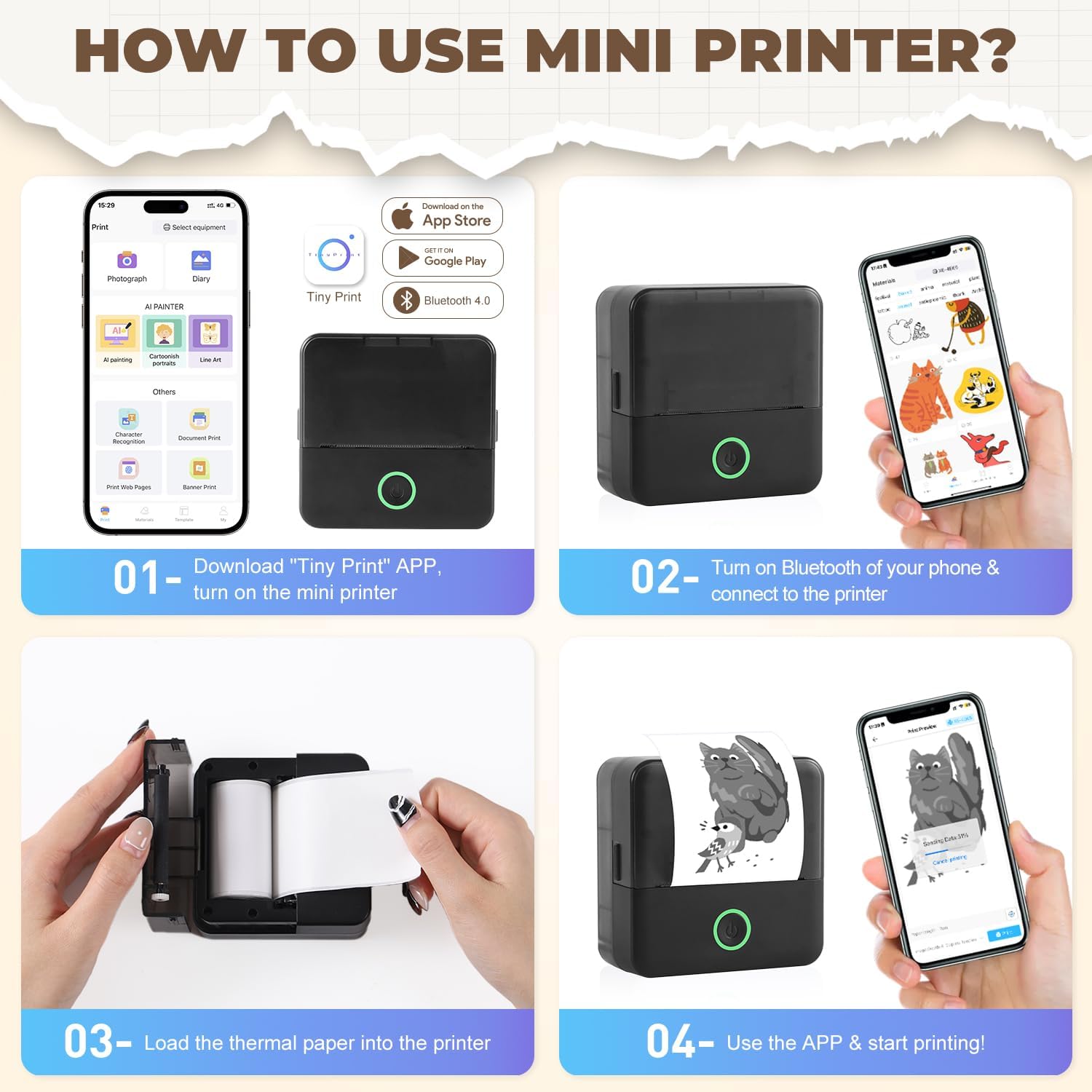 Thumbnail 3 de Mini Drucker Thermodrucker 200 dpi