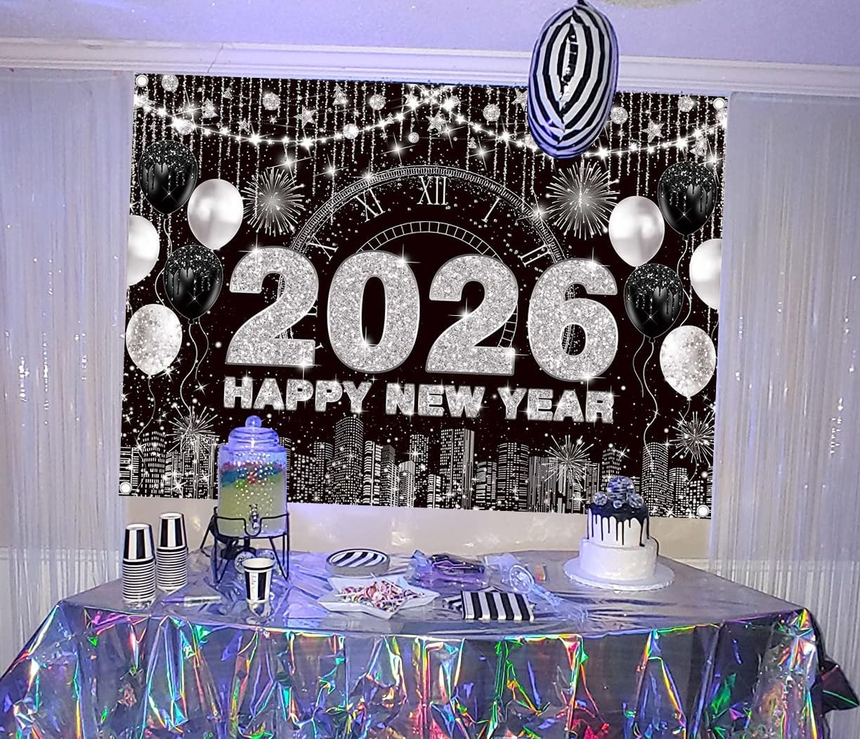 Thumbnail 4 de BINQOO 2026 New Year Eve Backdrop 7x5 ft 🎉