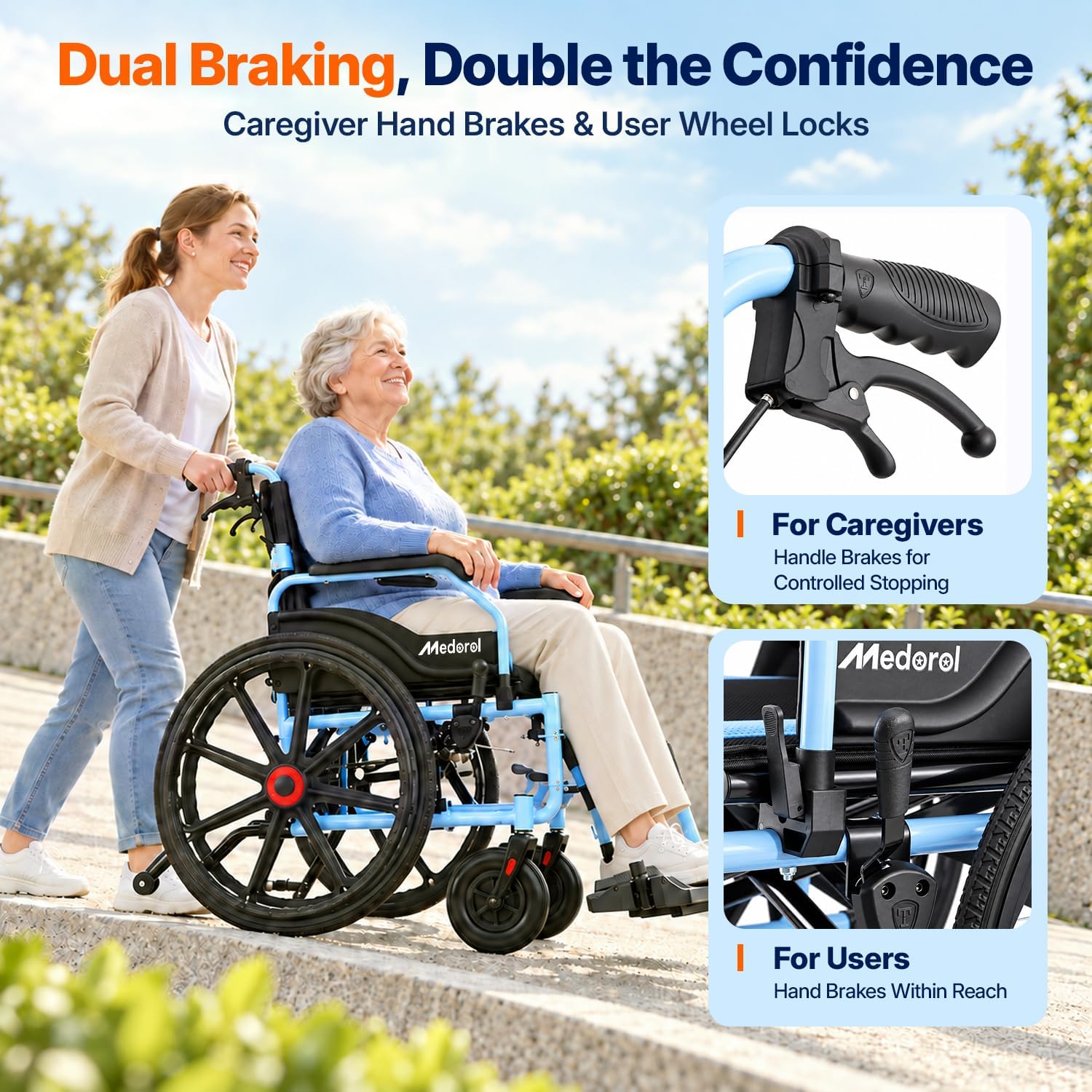 Detalle 2 de Medorol K07 Bariatric Wheelchair, 22-Inch Seat, 400-lb Capacity, Foldable