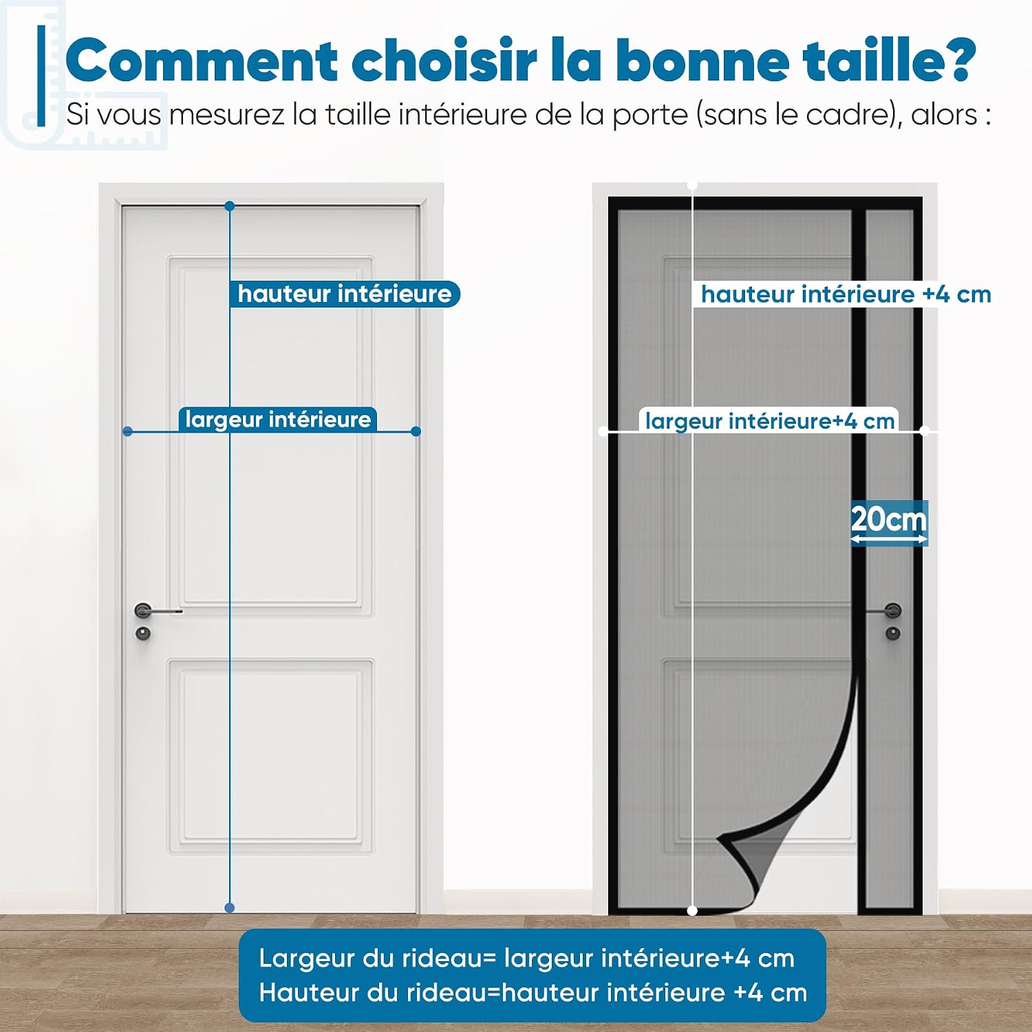 Detalle de Sekey Moustiquaire Porte Résistant à Griffes de Chat – Ouverture Latérale Magnétique, Fibre de Verre, 160x240 cm