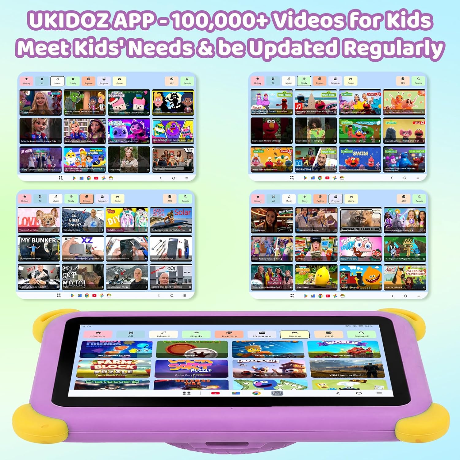 Thumbnail 3 de Kids Tablet 7 inch Android 15 with Parental Control, AI Dual Cameras & Learning (Purple, WiFi 6/BT 5.3)