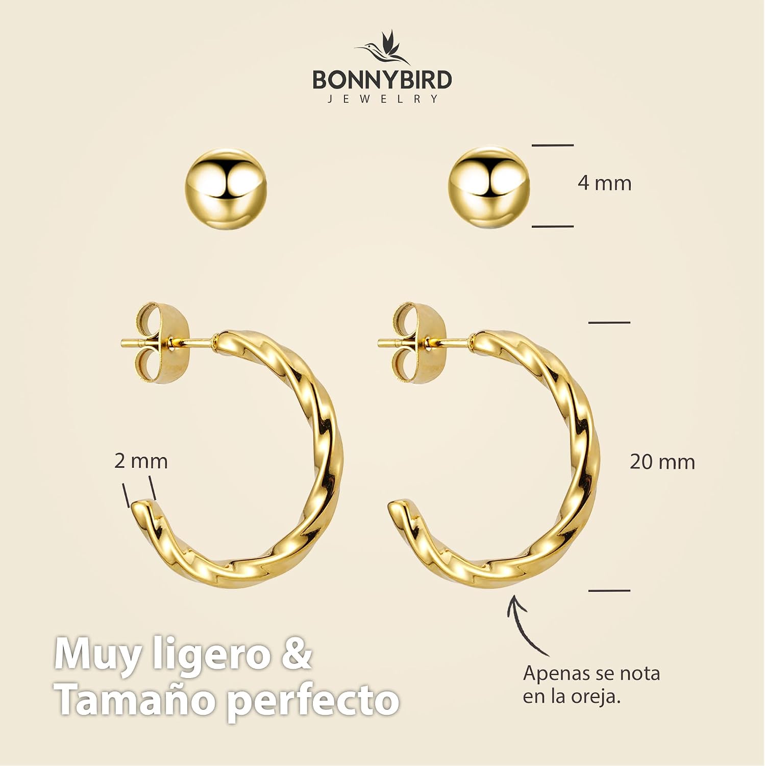 Thumbnail 4 de BONNYBIRD Pendientes Mujer Acero Quirúrgico