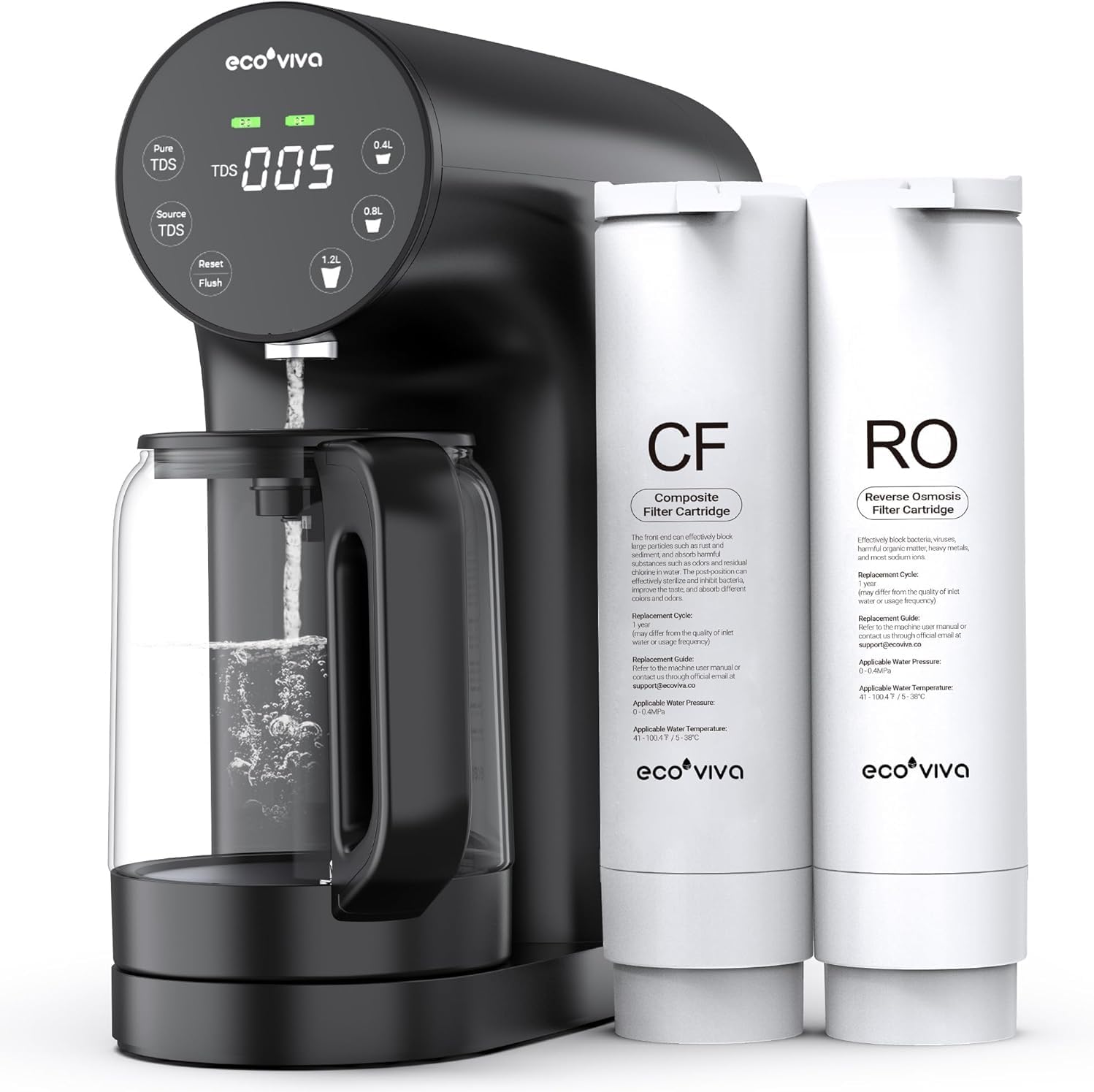 Thumbnail 6 de Ecoviva Auftisch Osmoseanlage WP-RO-200G – Umkehrosmose-Wasserfilter mit 5-stufiger Filtration und TDS-Monitor