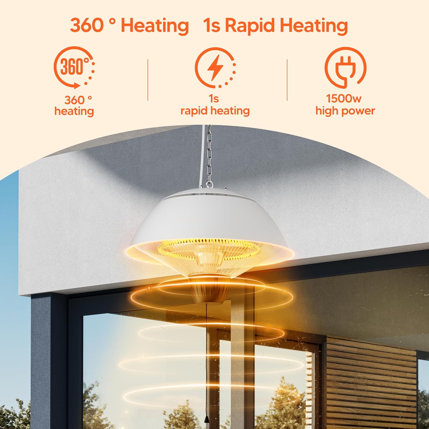 Thumbnail 4 de 1500W Hanging Electric Outdoor Heater for Patio