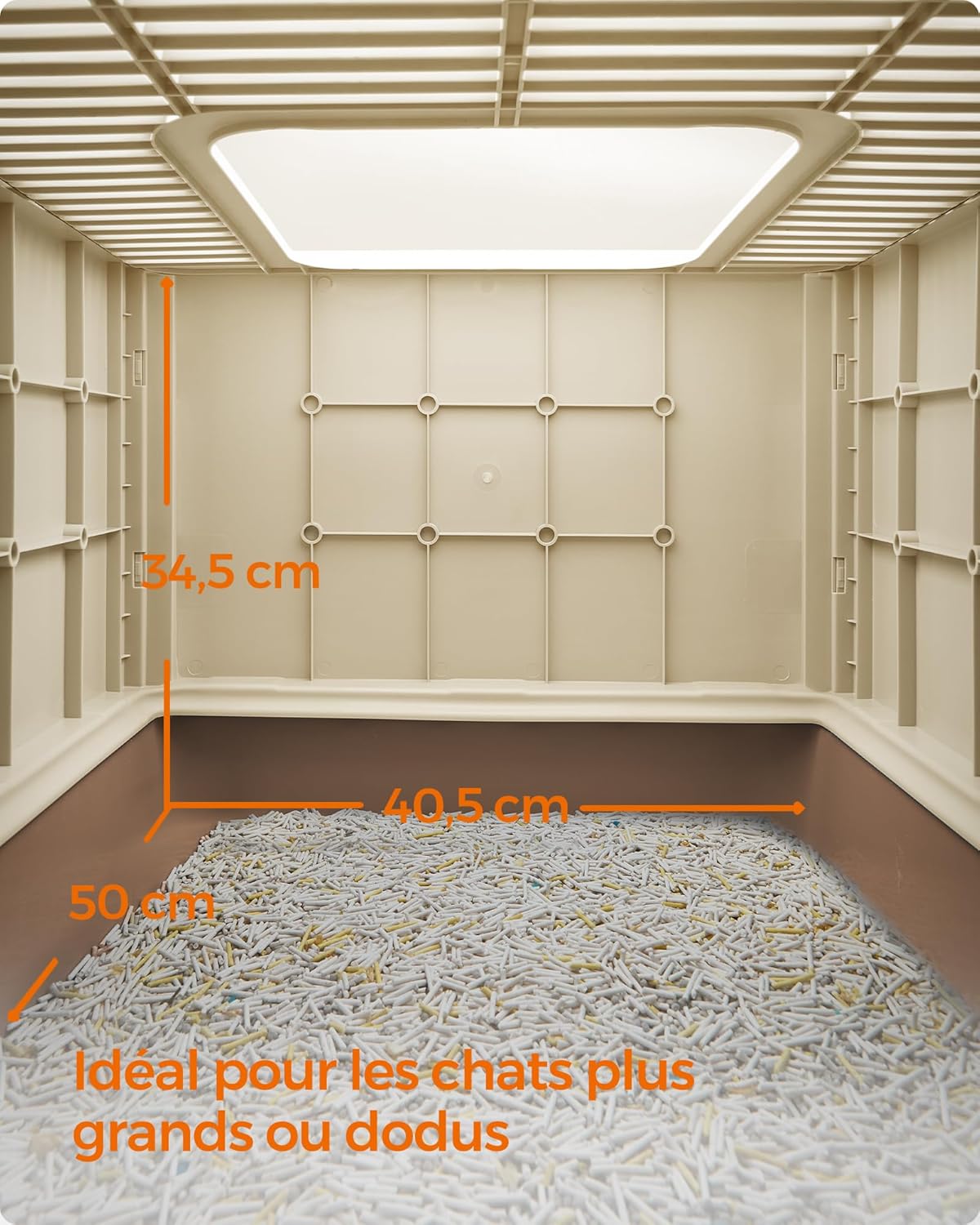Detalle de Feandrea Bac à Litière Fermé pour Chat — Maison de Toilette avec Plateau Amovible et Accessoires (Grand Chat) PPT001LJ02